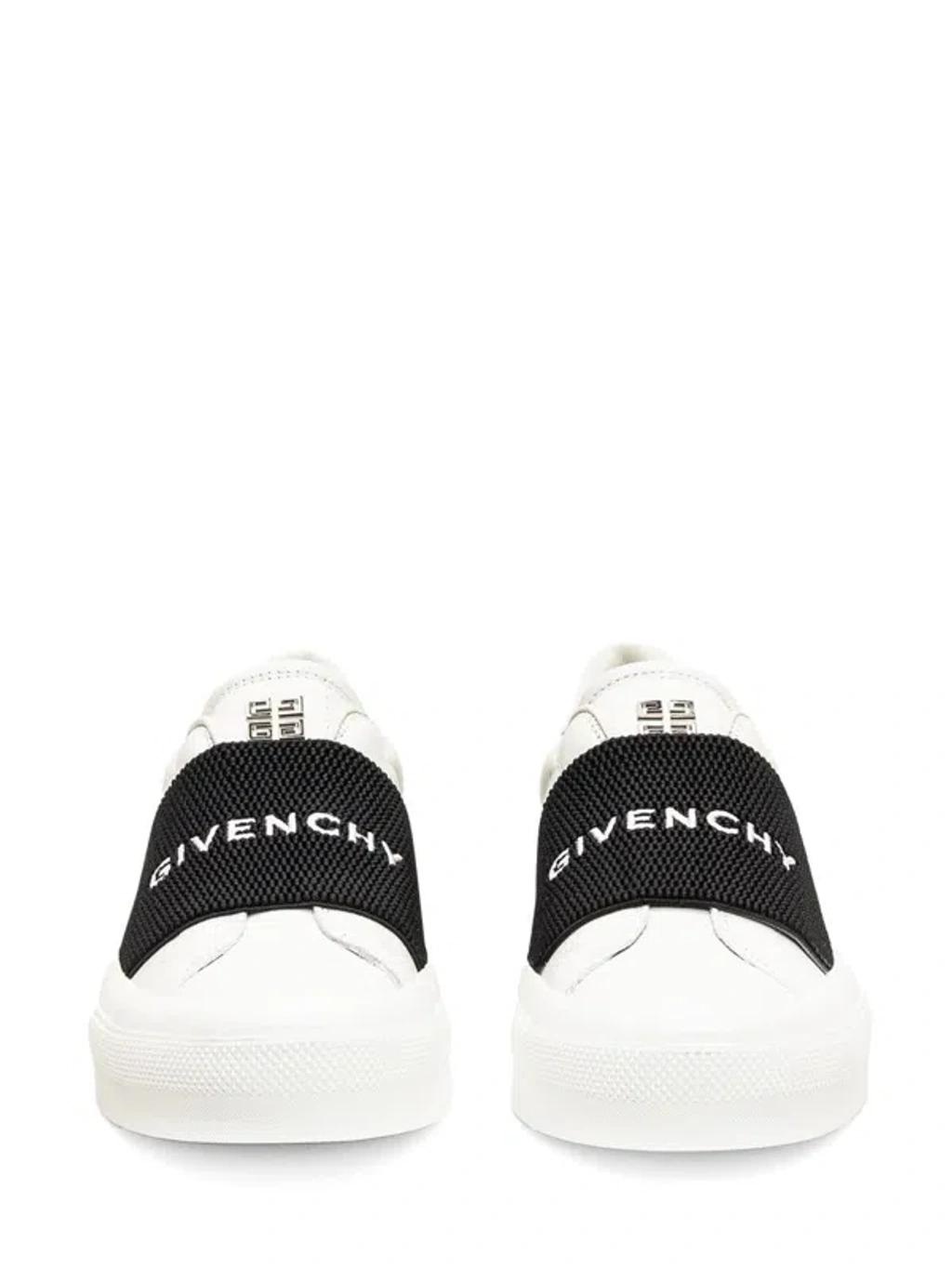 GIVENCHY Logo-embroidered Slip-on Leather Sneakers In White Black Product Image