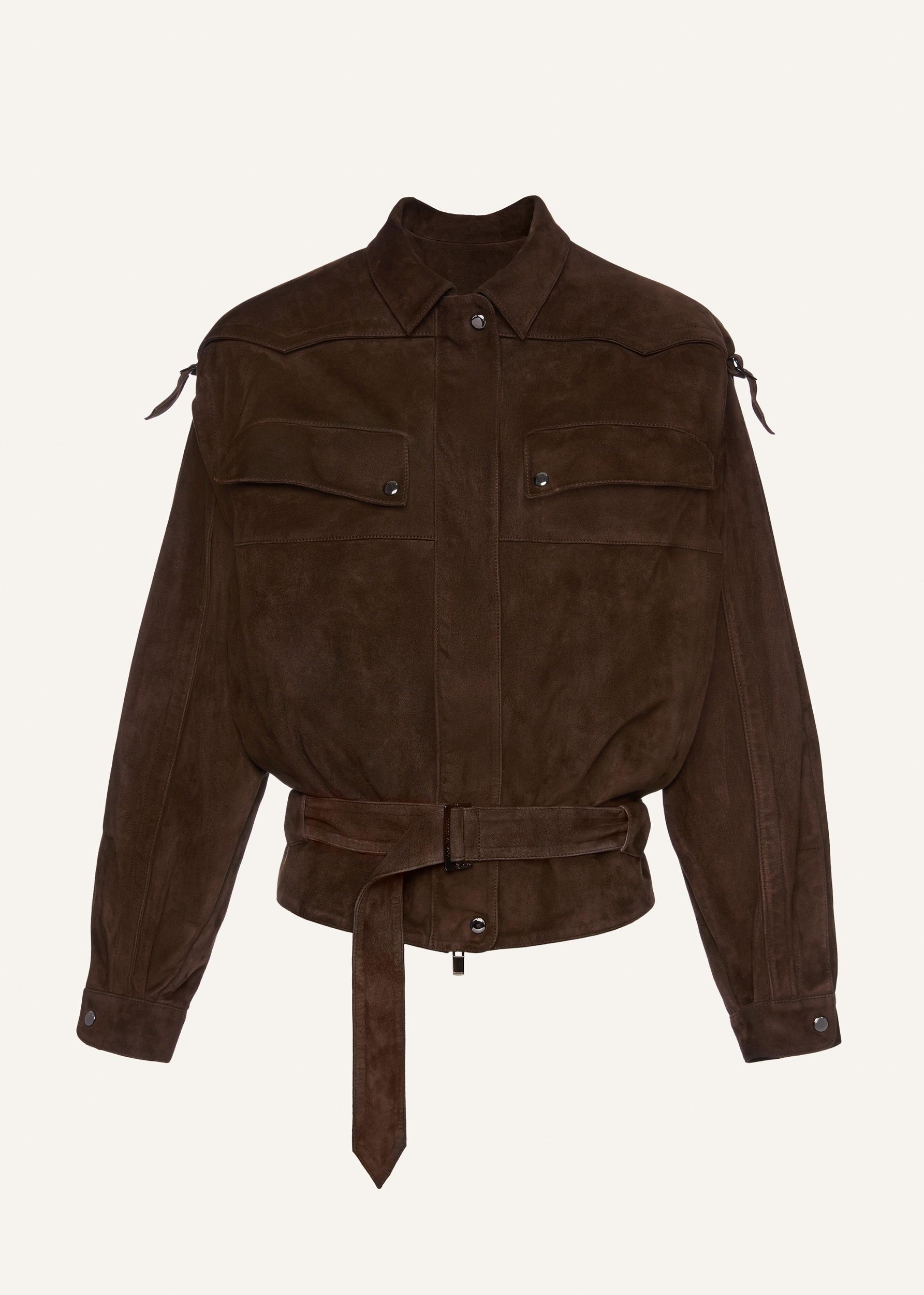 Cargo jacket in brown suede Product Image