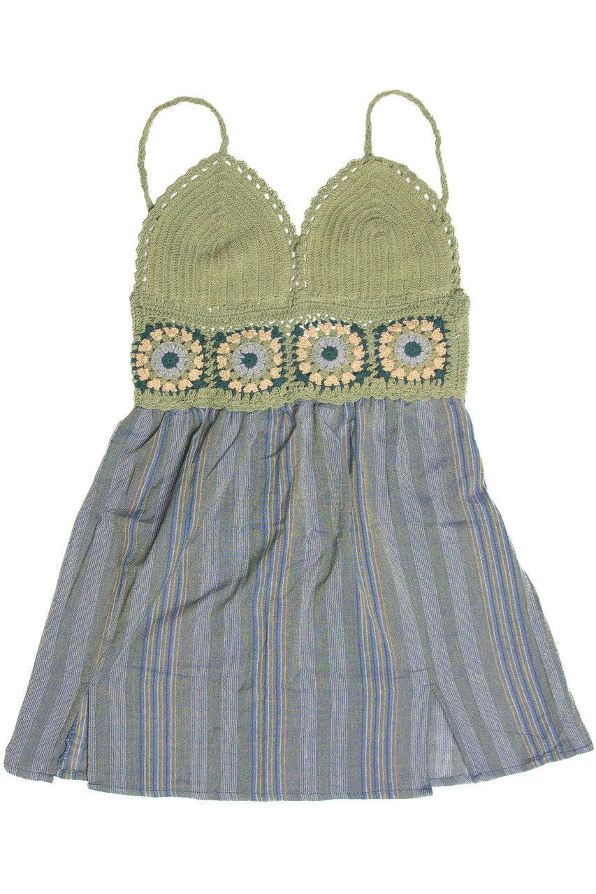 Crochet Top Striped Skirt Mini Dress Product Image