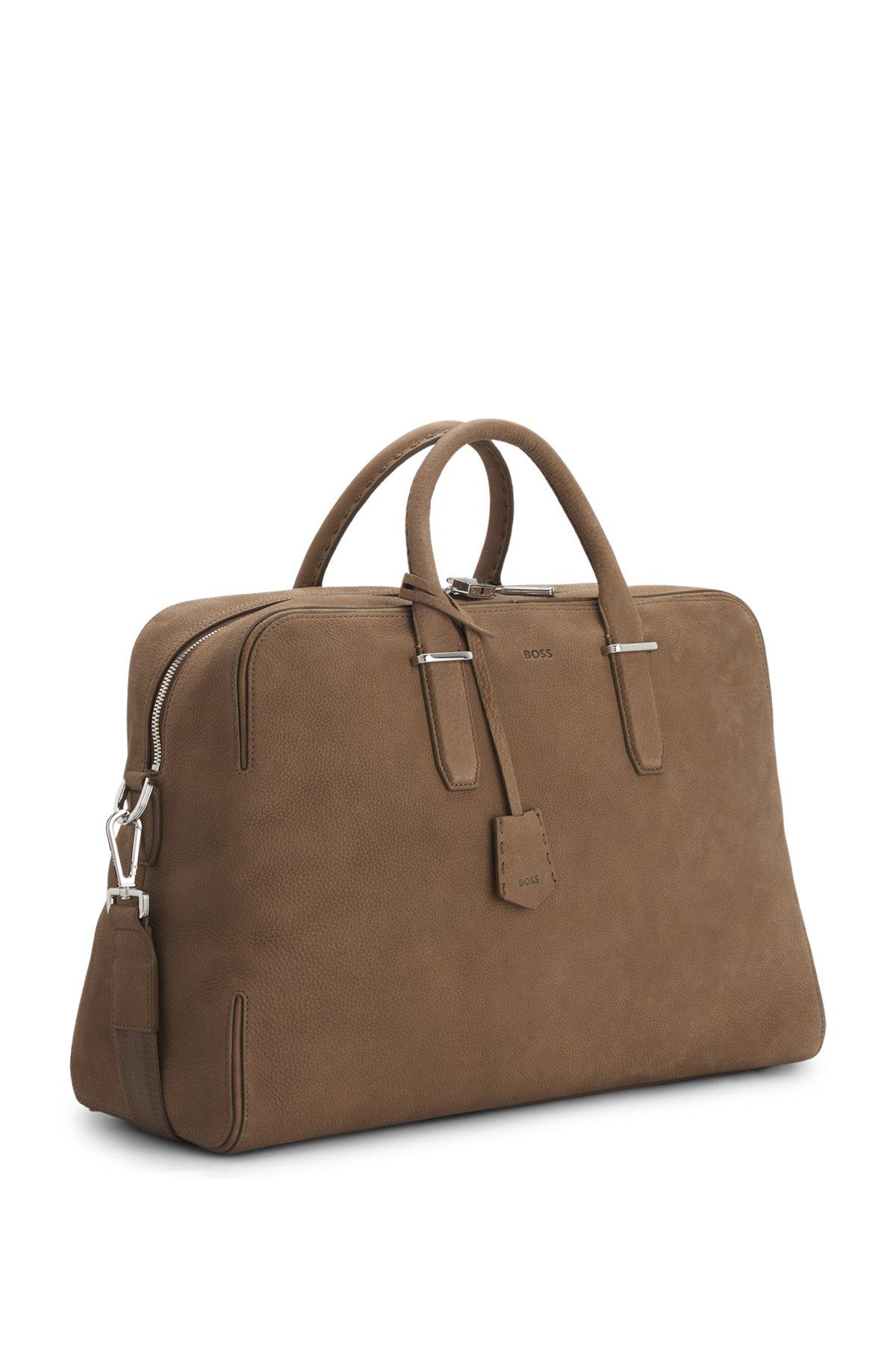 Grained-leather holdall with embossed logo Product Image