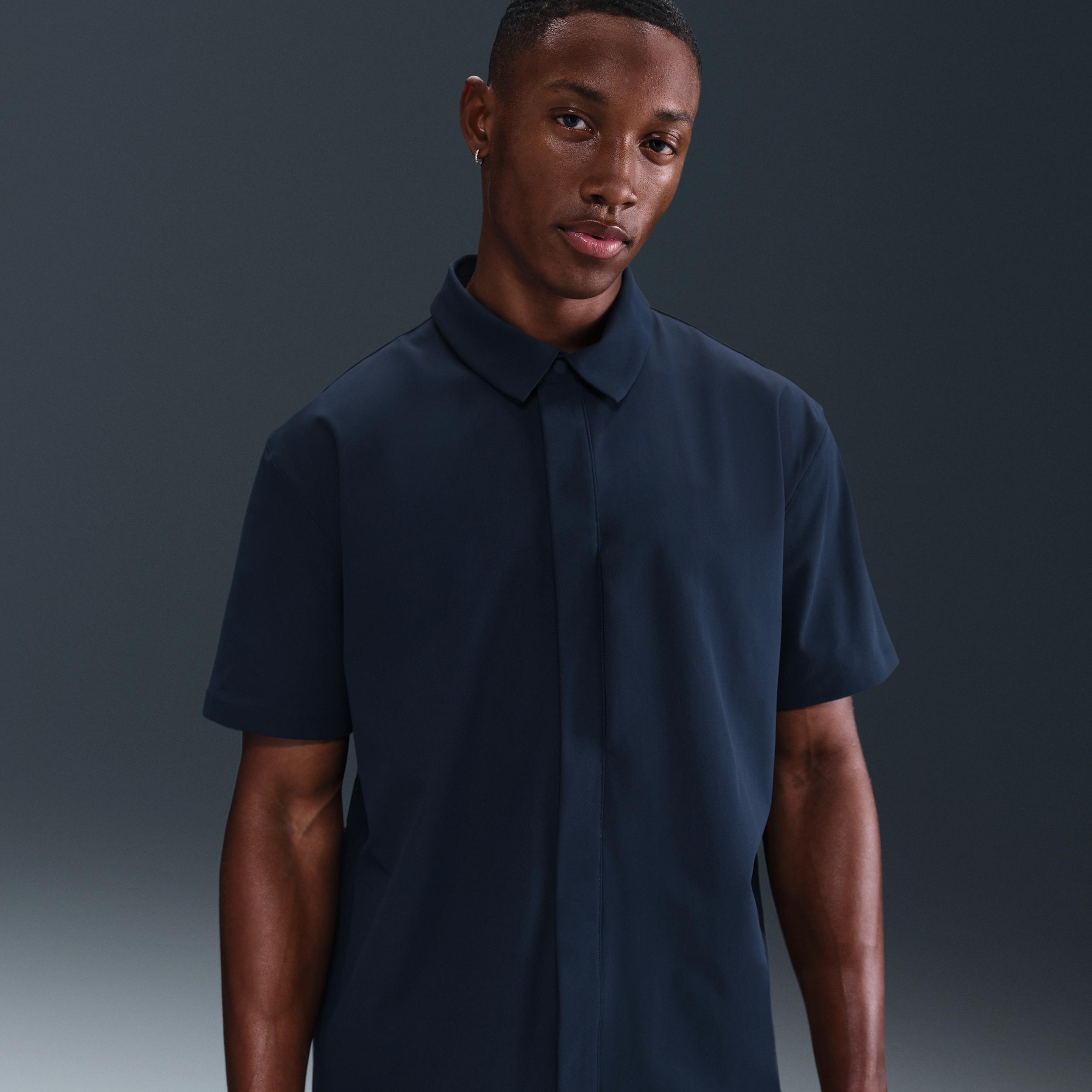 Nike Mens 24.7 PerfectStretch Dri-FIT Short-Sleeve Snap-Down Top | HQ6958-451 Product Image