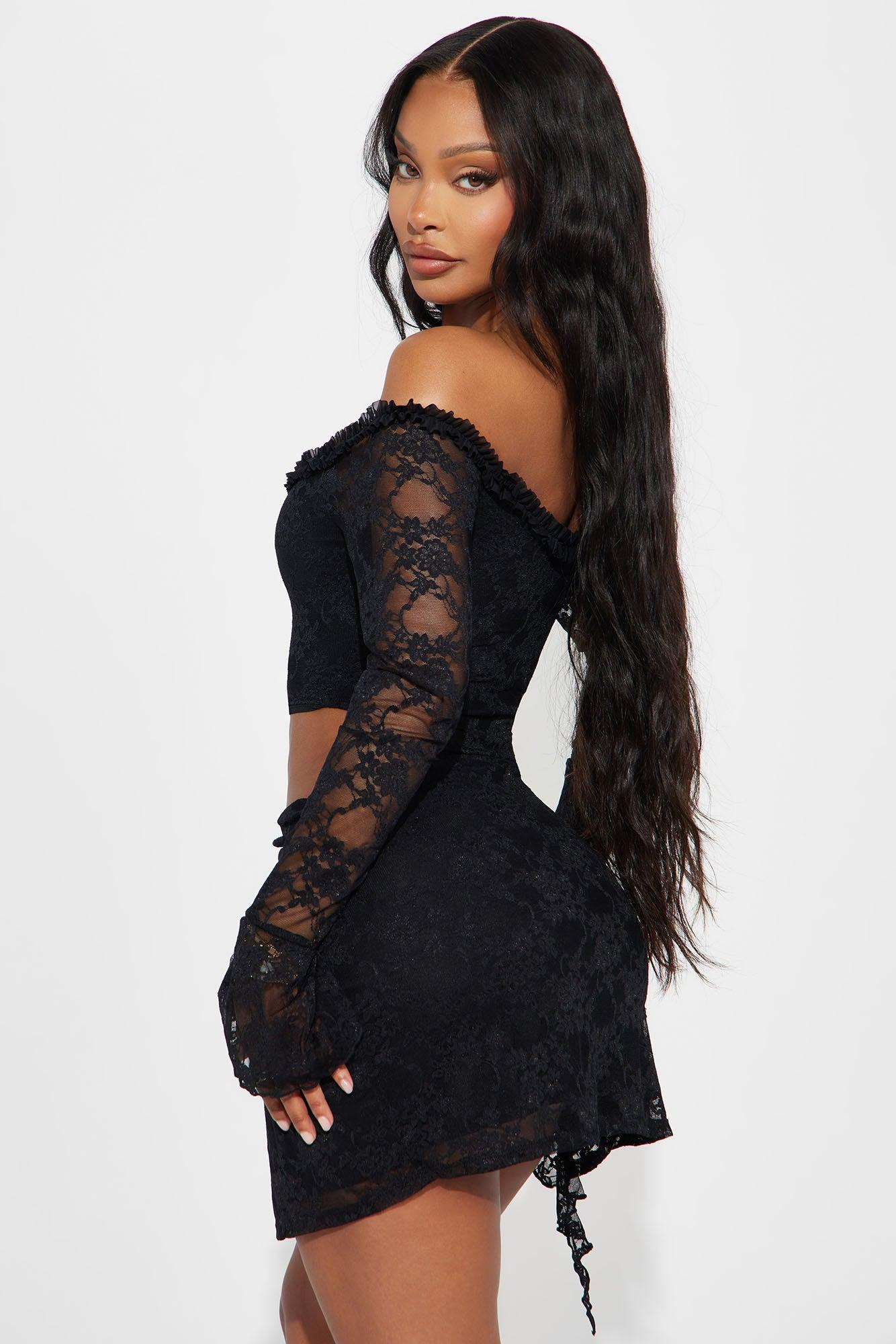 One Of One Lace Mini Dress - Black Product Image