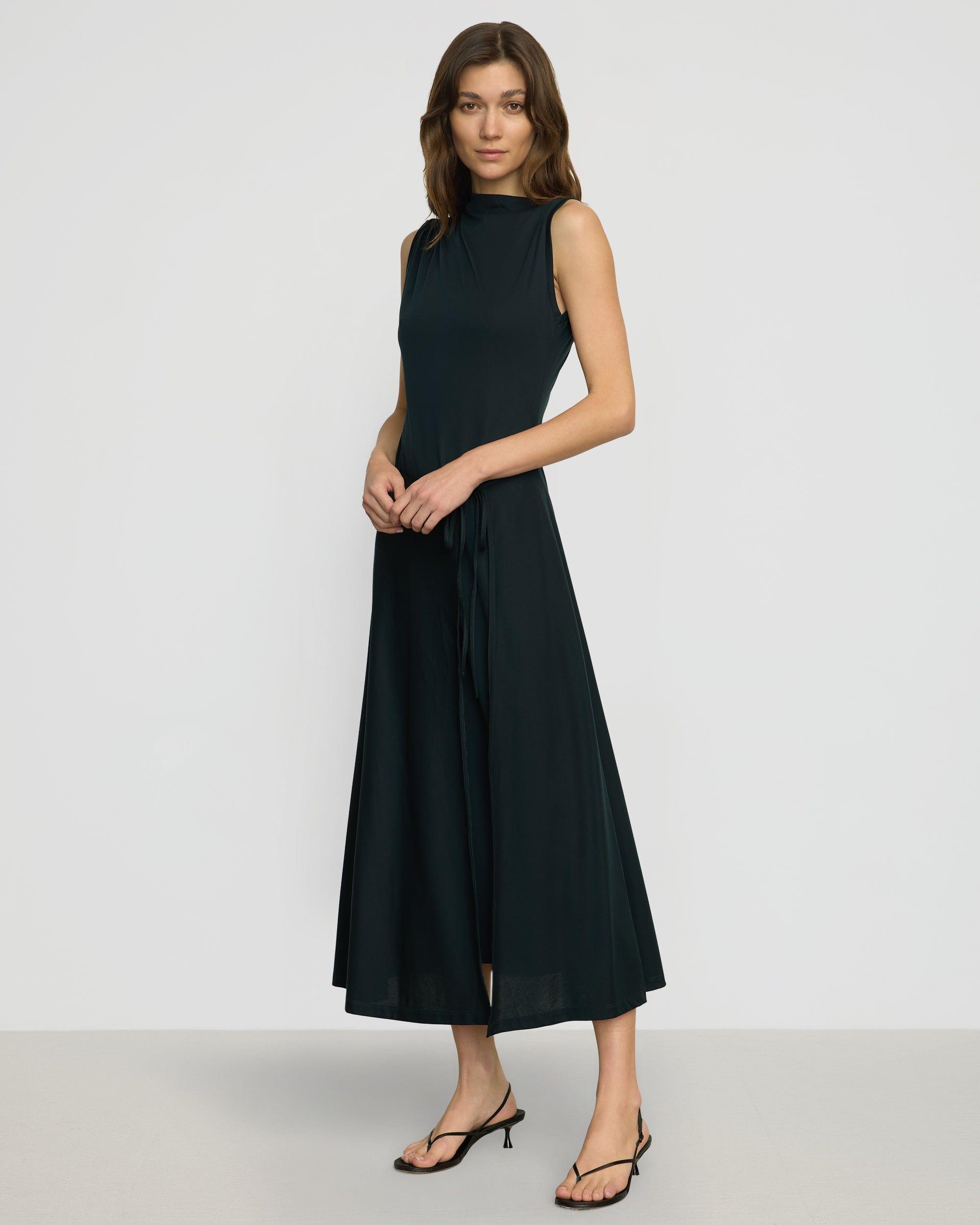 Amelia Asymmetric-Neck Wrap Dress Product Image