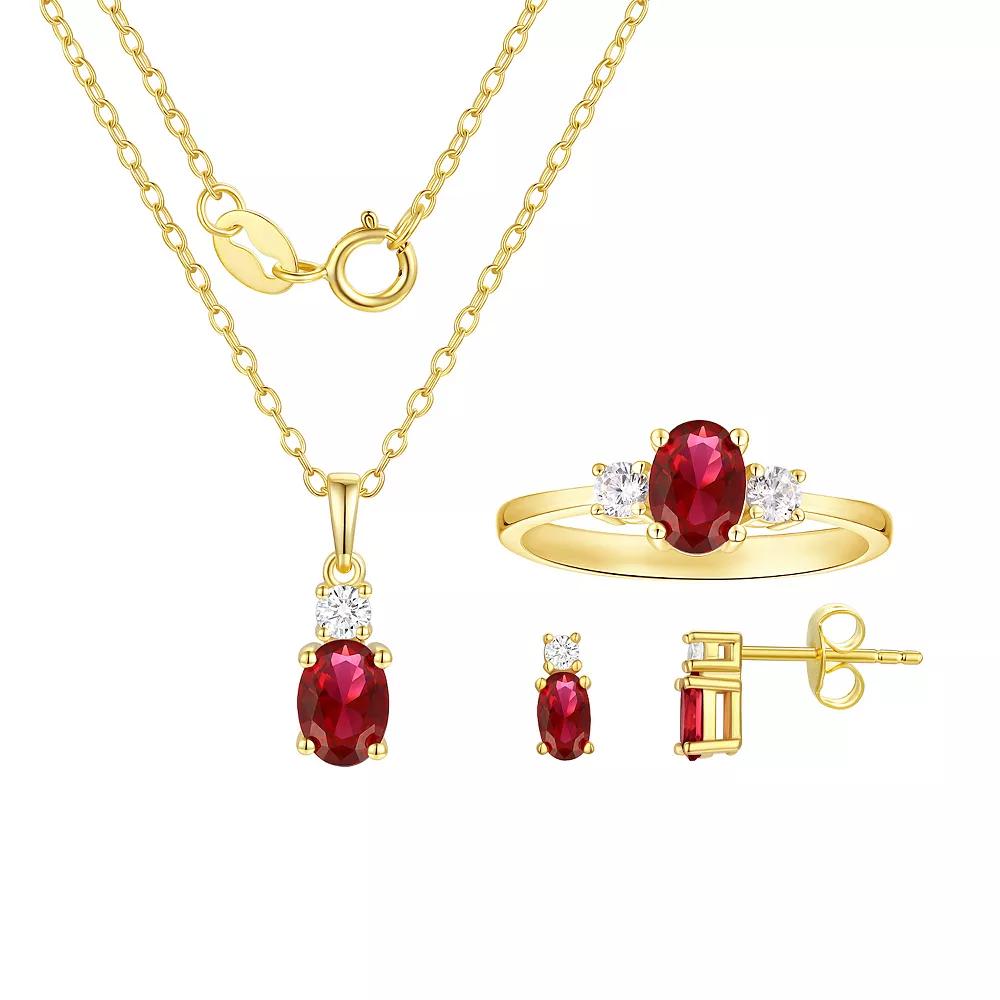 Argento Forte 14K Gold over Sterling Silver Birthstone Pendant, Ring, & Earring Set, Women's, July Product Image