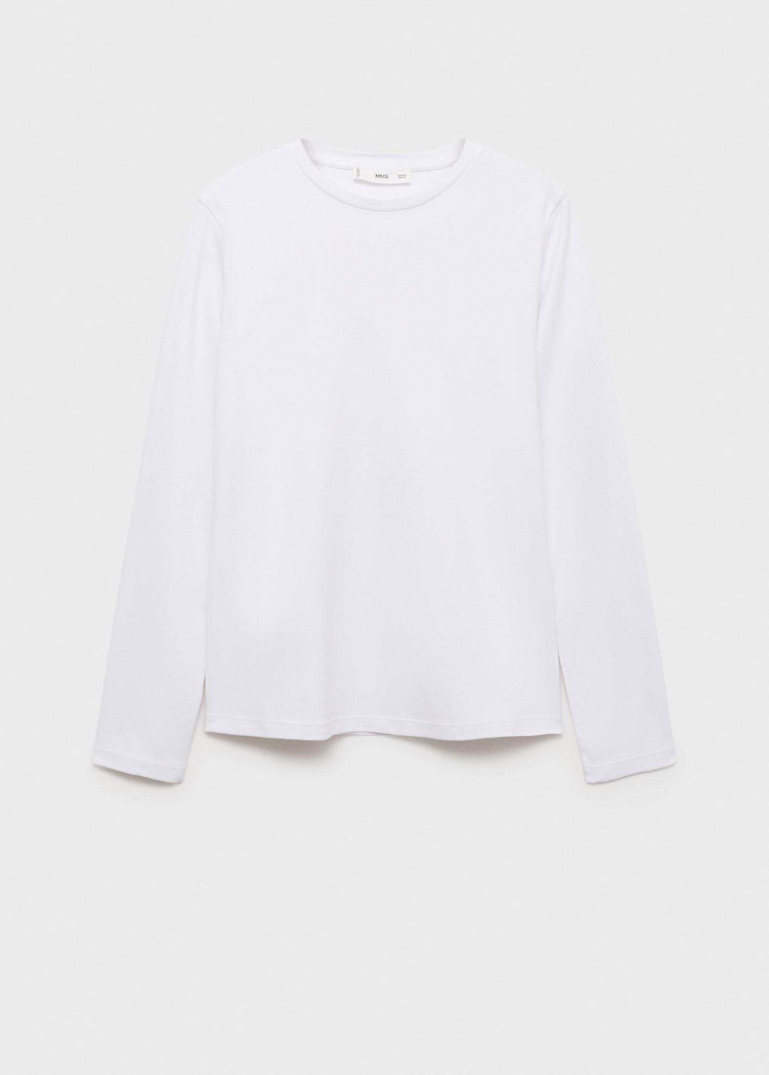 Long sleeve cotton t-shirt - Women | MANGO USA Product Image