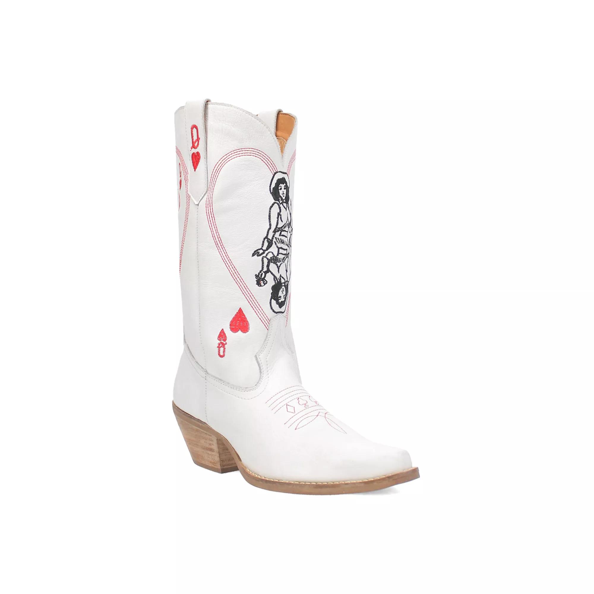 Women's Dingo Queen A Hearts Leather Western Boots,  Product Image