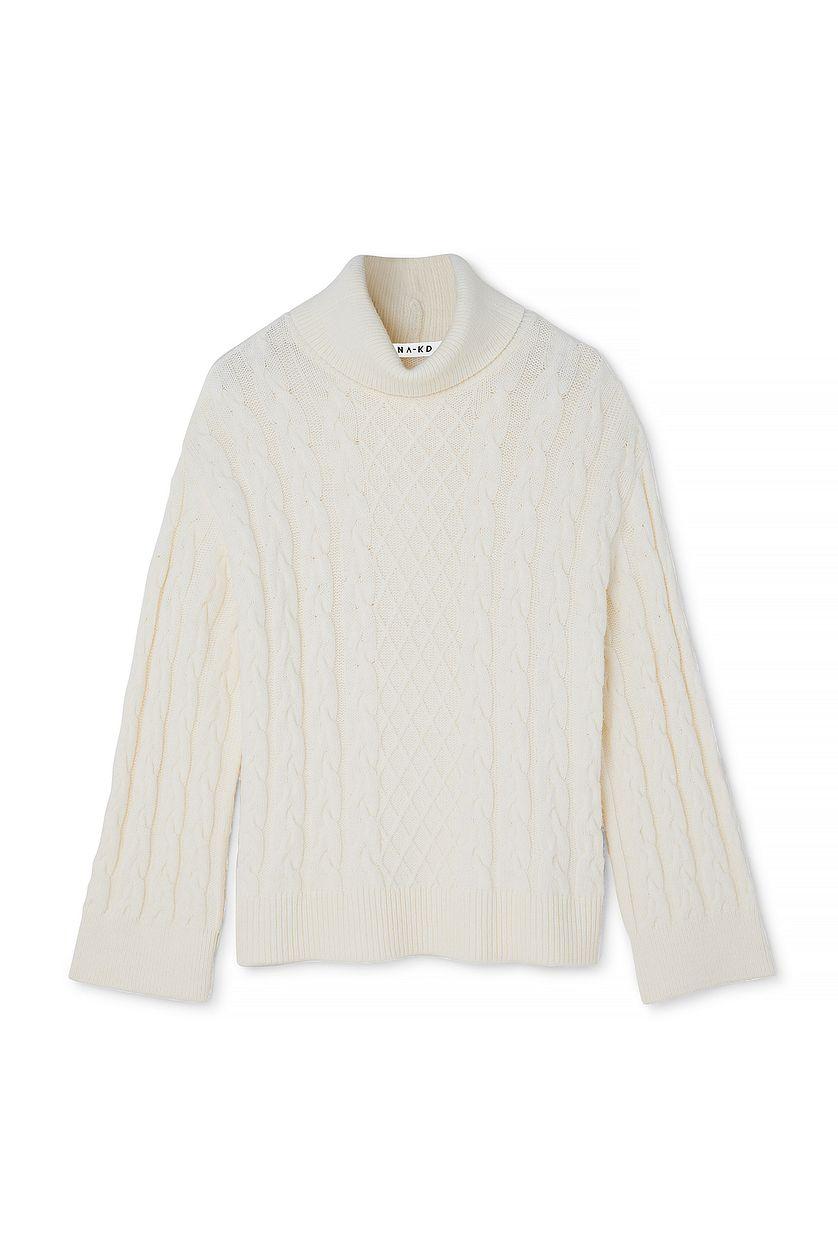 Turtle Neck Knitted Cable Sweater Product Image