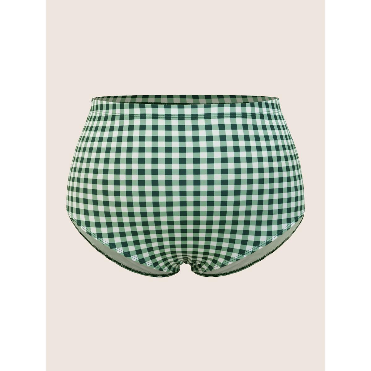 Plus Size Gingham Patchwork Drawstring Tie Knot Swim Dress Women's Swimwear Truegreen Beach Bodycon V-neck High stretch Curve Swim Dresses BloomChic 14-16/1X Product Image