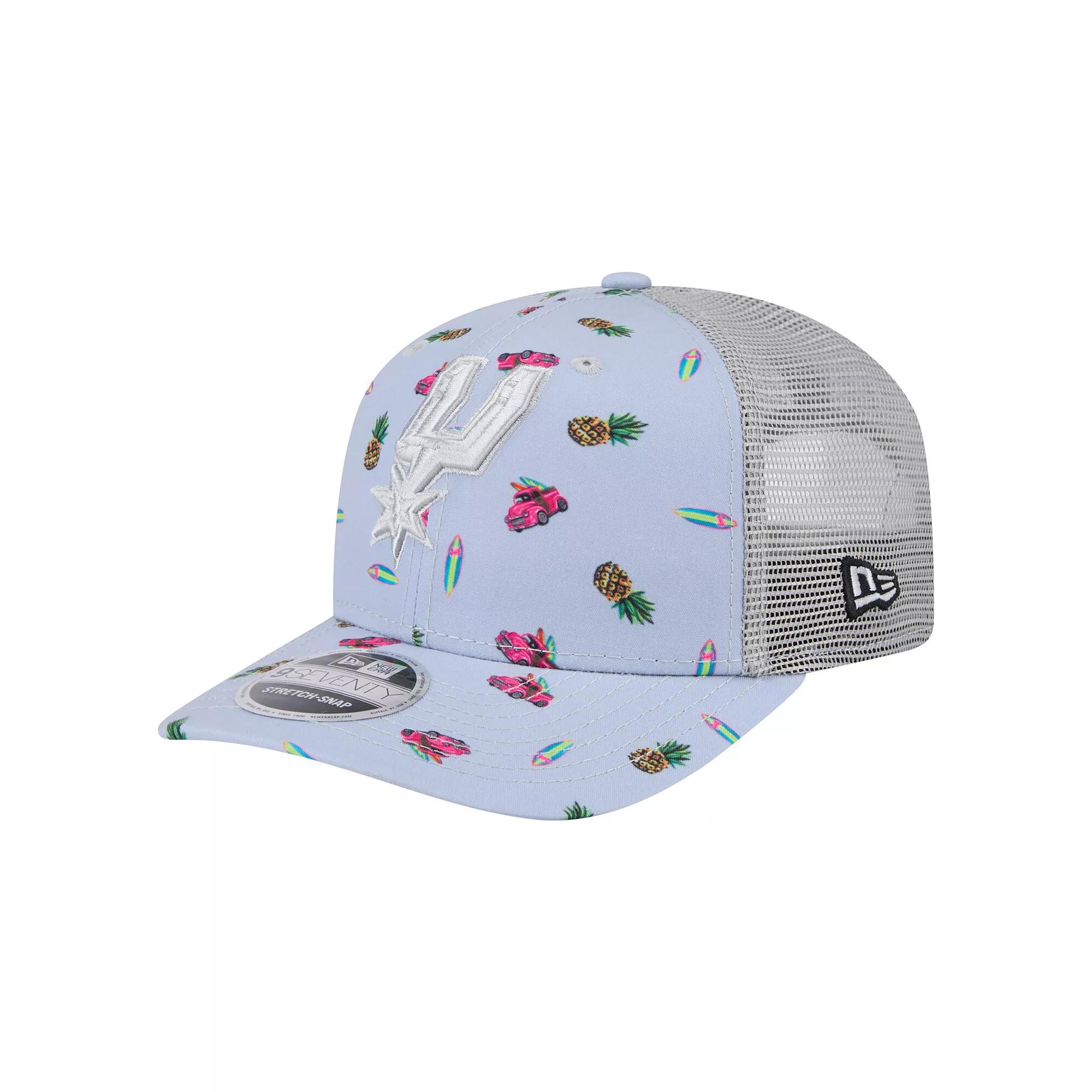 Men's New Era Light Blue/Gray San Antonio Spurs Adventure Aloha Pattern 9SEVENTY Stretch-Snap Hat Product Image