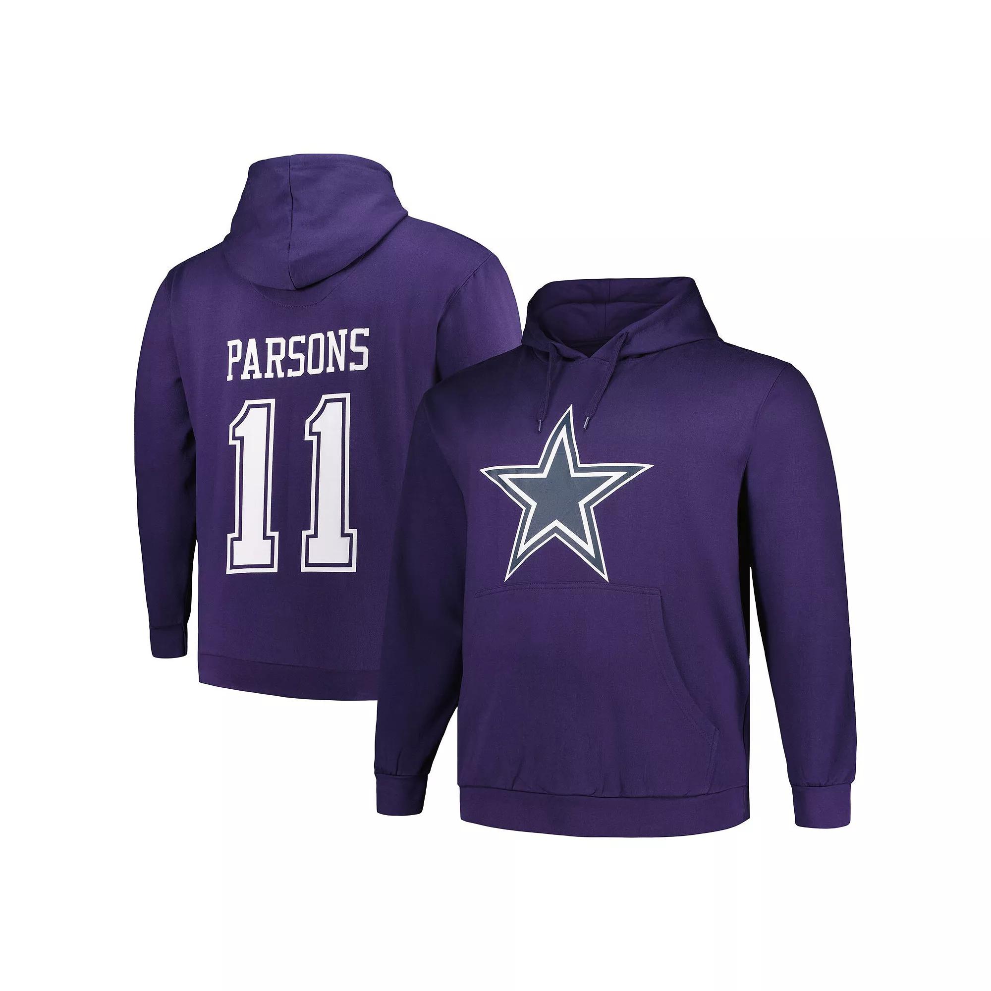 Men's Fanatics Branded Micah Parsons Navy Dallas Cowboys Big & Tall Fleece Name & Number Pullover Hoodie, Size: 2XLT, Blue Product Image
