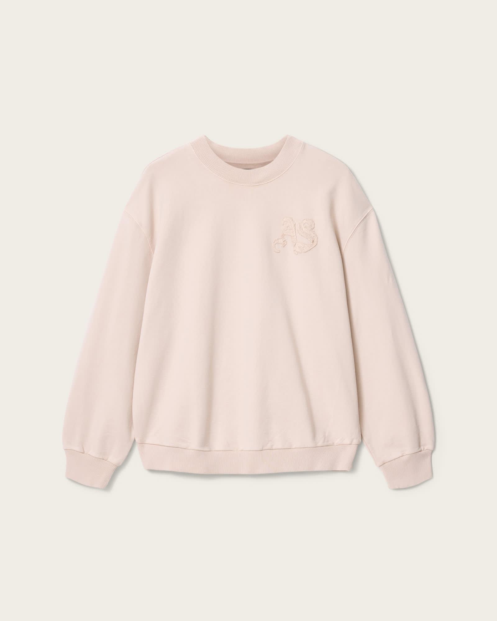 Insignia Crew Neck Cotton Sweatshirt CRYSTAL PINK | ALLSAINTS US Product Image