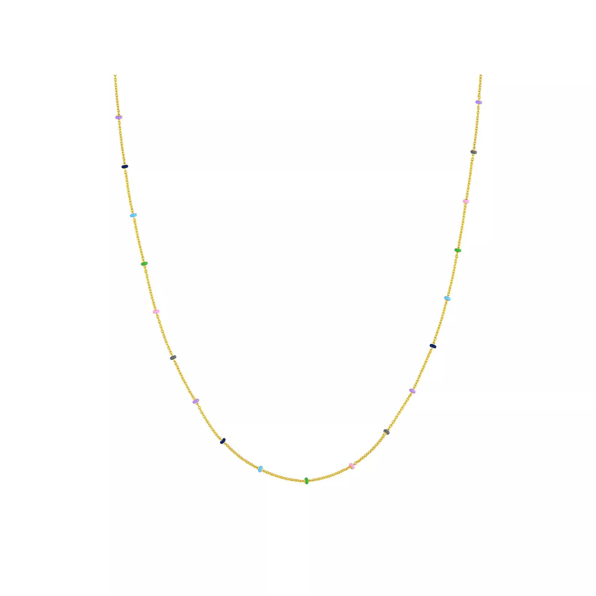 Color Romance 14k Gold Enamel Color Accent Saturn Chain Necklace, Women's, Size: 18", Multi Color Product Image