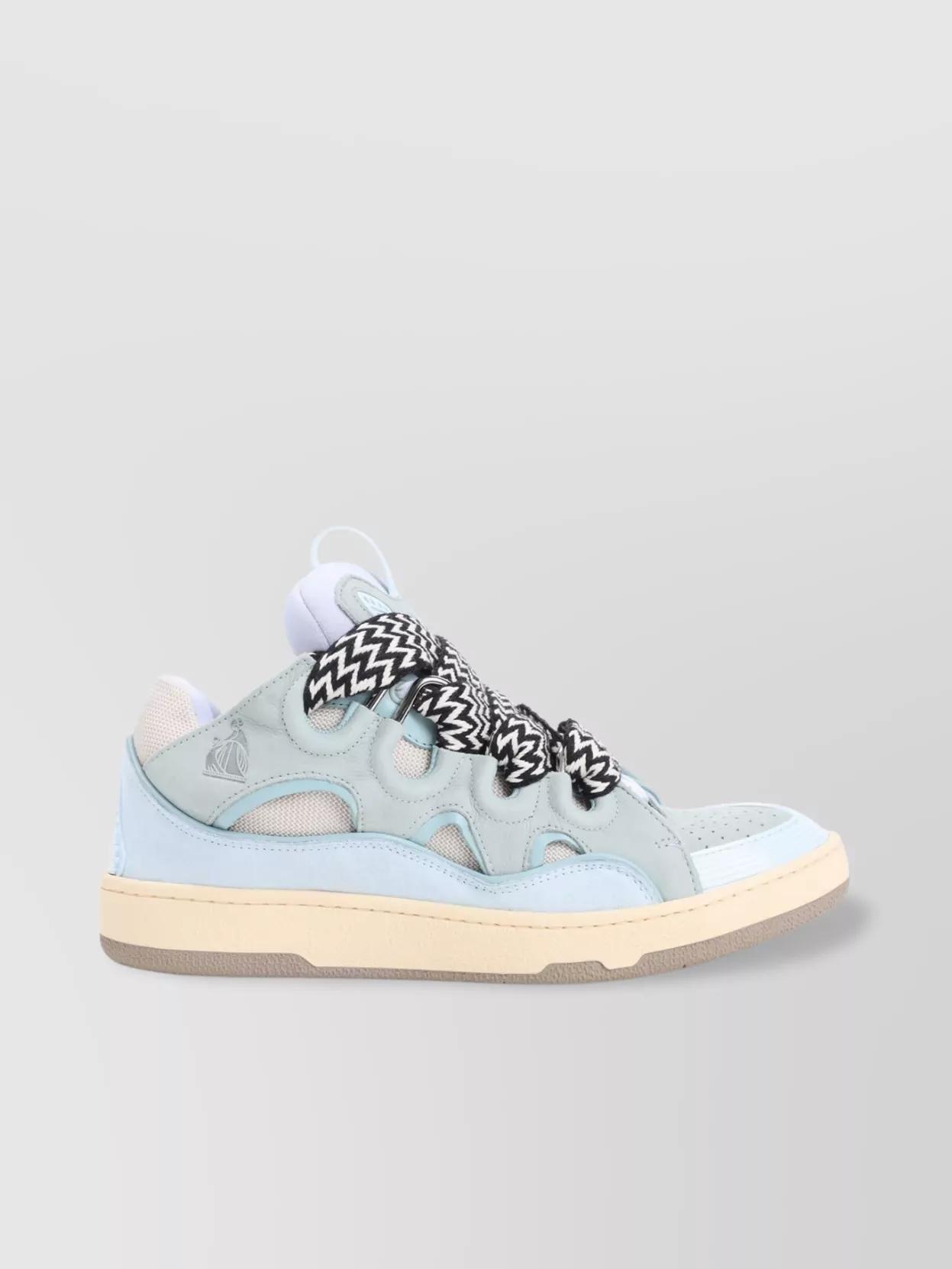 LANVIN Suede Leather Curb Sneakers Men In Blue Product Image