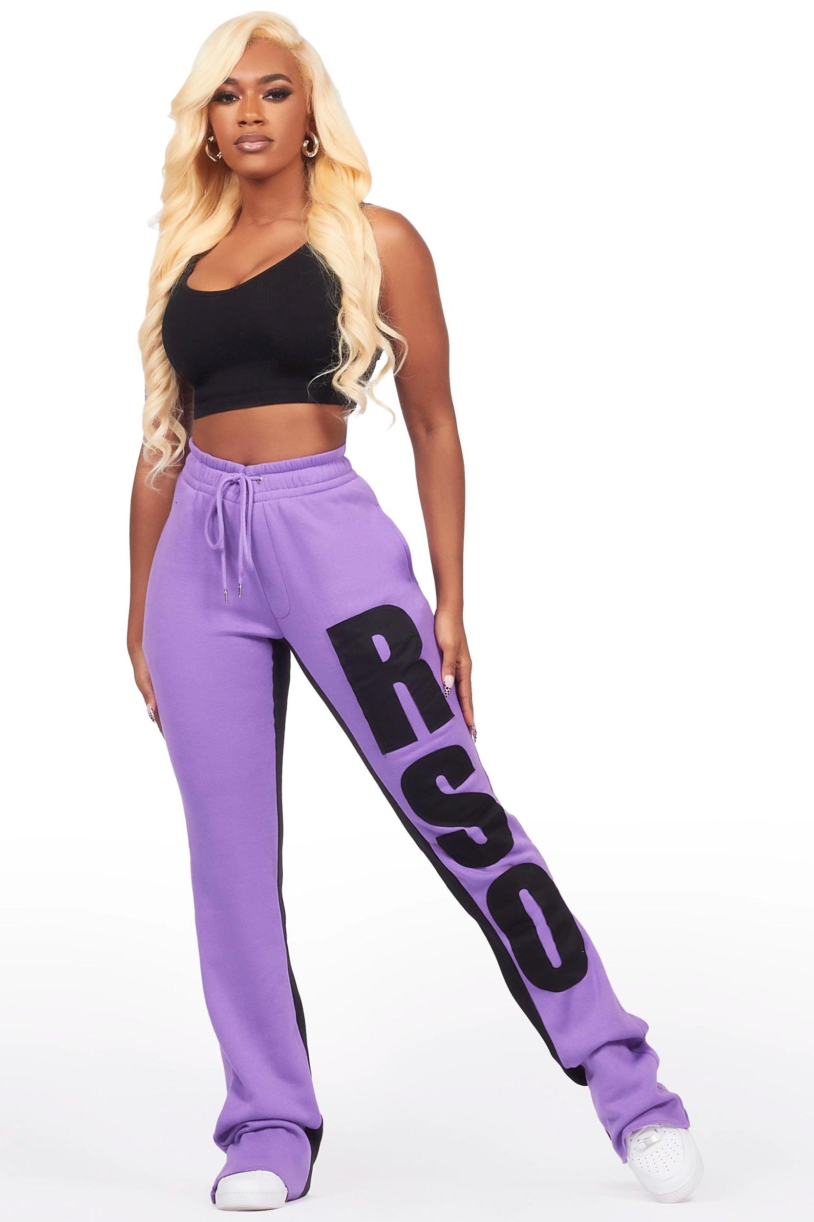 Juatica Purple Baggy Stacked Track Pant Female Product Image