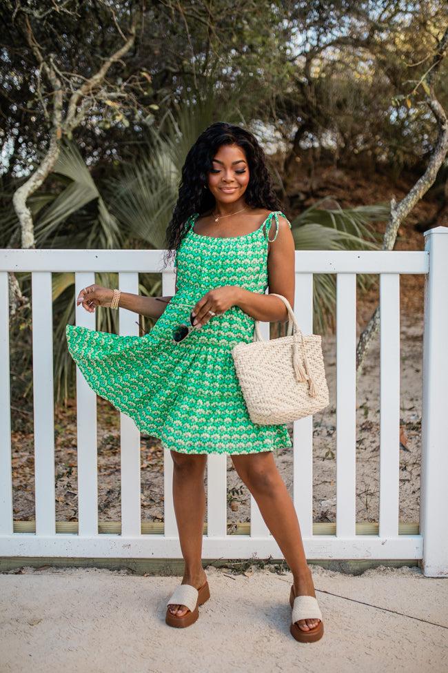 As Free As The Ocean Green Printed Babydoll Dress FINAL SALE Product Image
