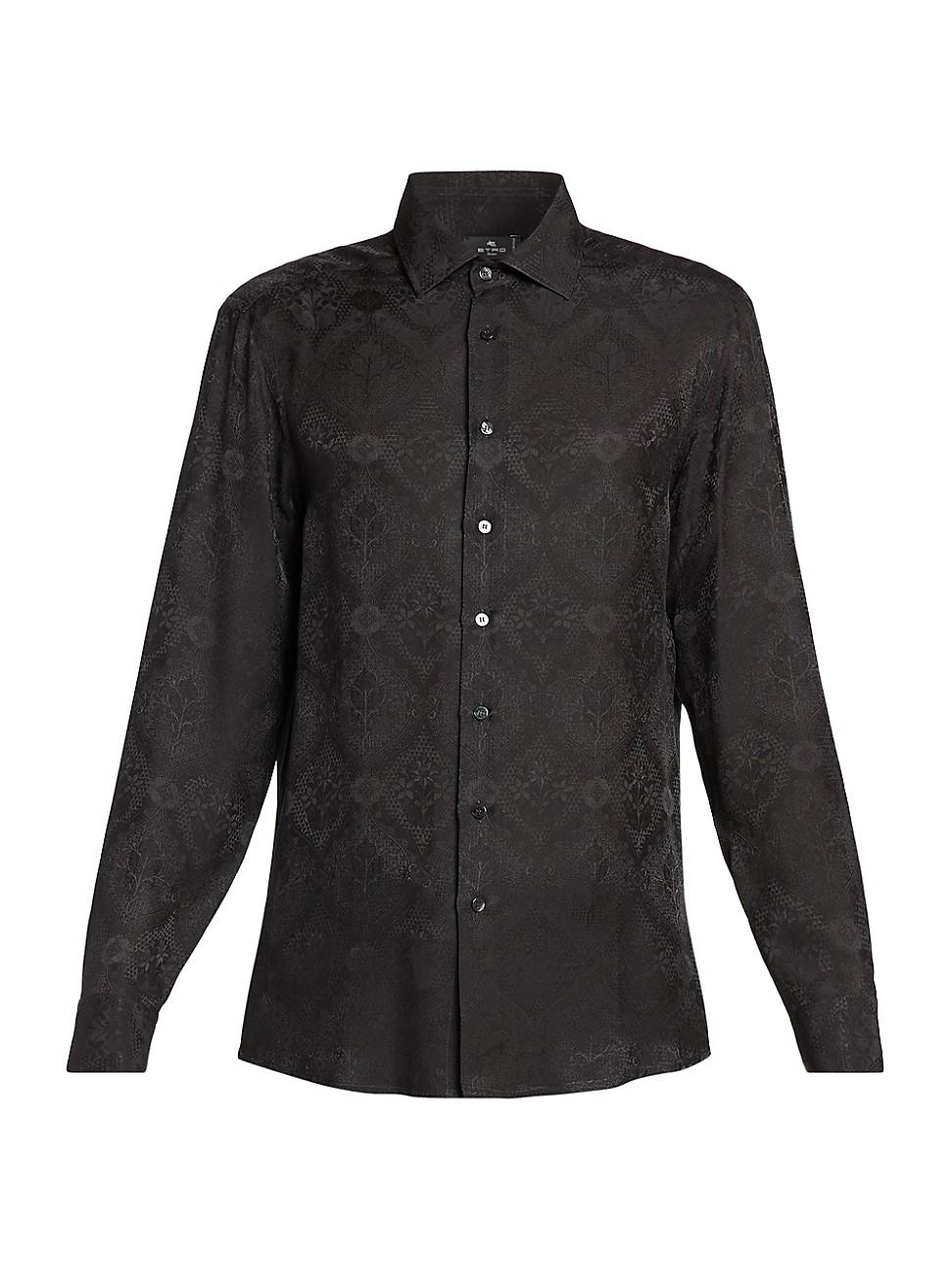 Mens Floral Silk Sport Shirt Product Image