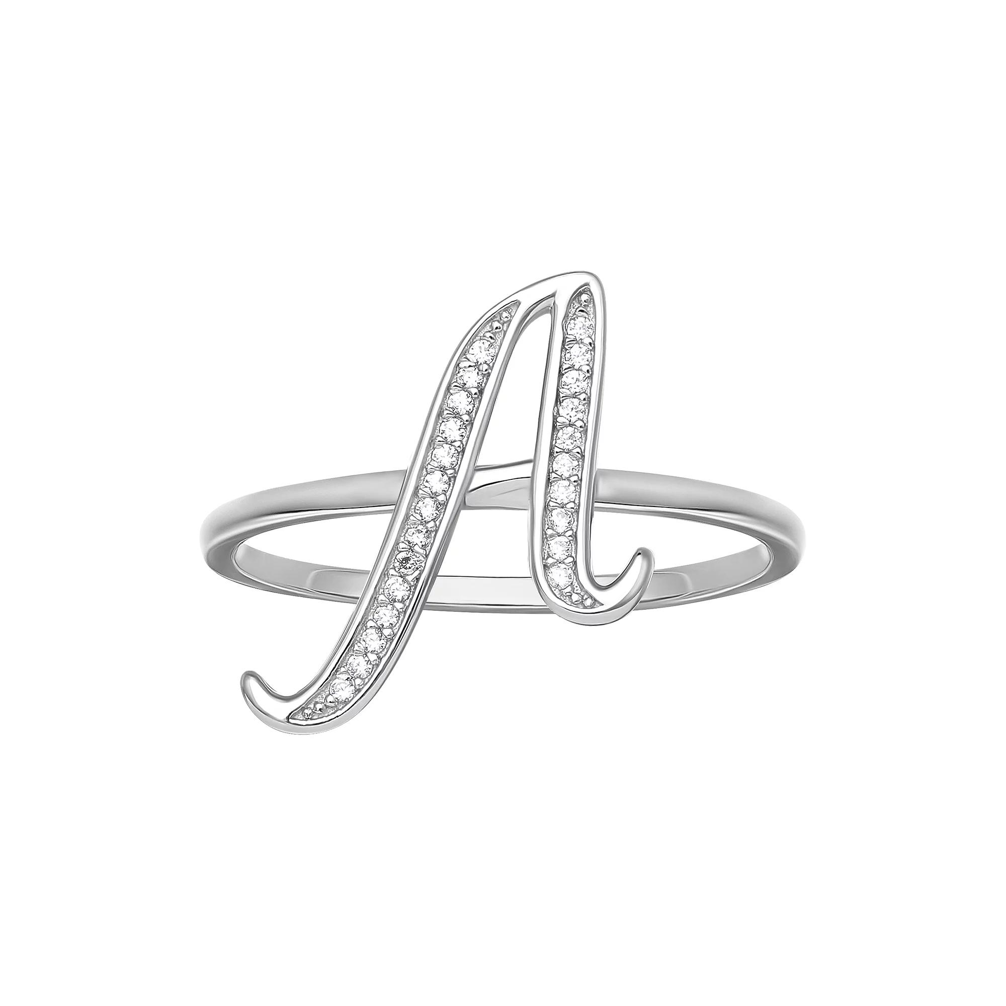 PRIMROSE Sterling Silver Cubic Zirconia Initial Ring, Women's, Size: 8, Sterling Silver X Product Image