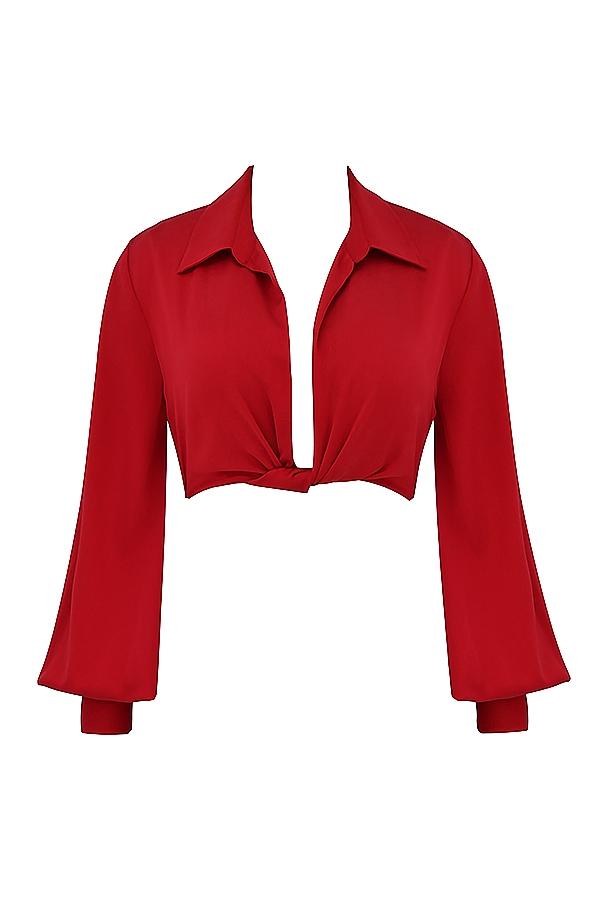 Laraine  cherry silk blouson top - sale Product Image