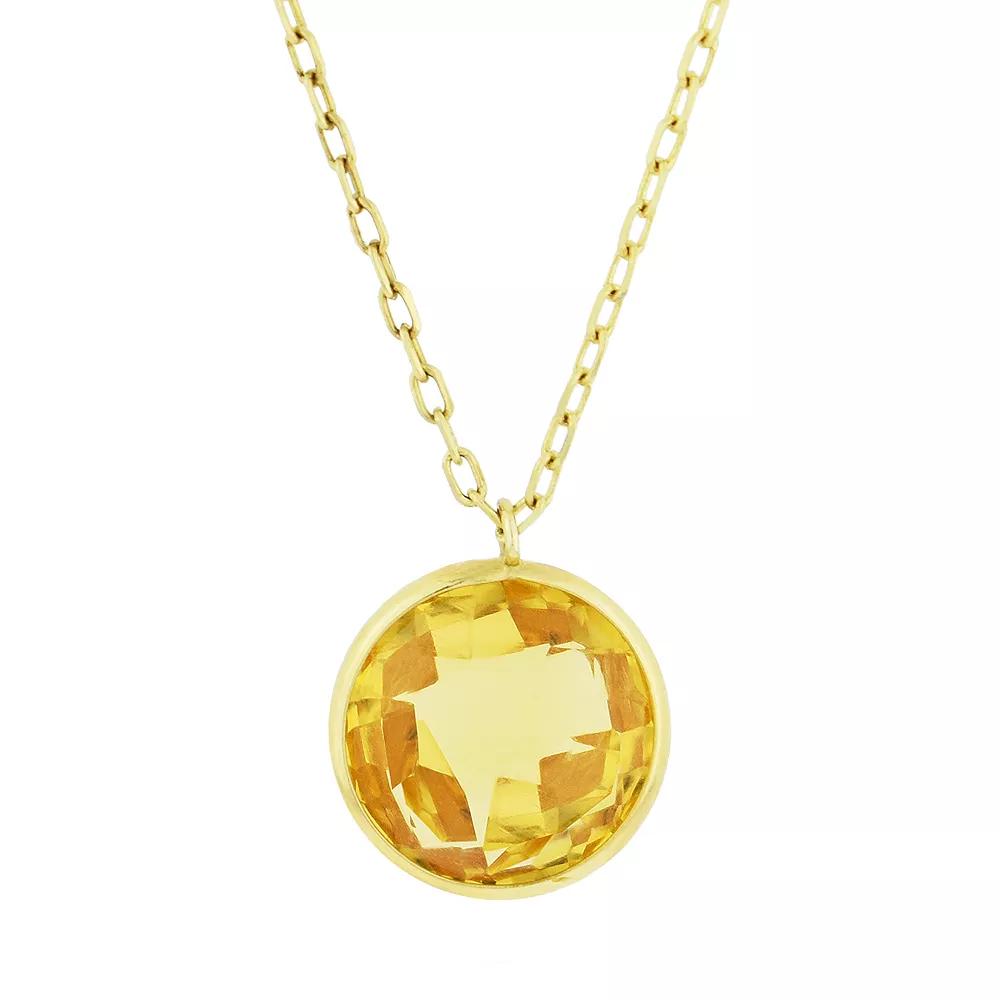 Jewelmak 14k Gold Citrine Faceted Round Pendant Necklace, Women's, Size: 17" Product Image