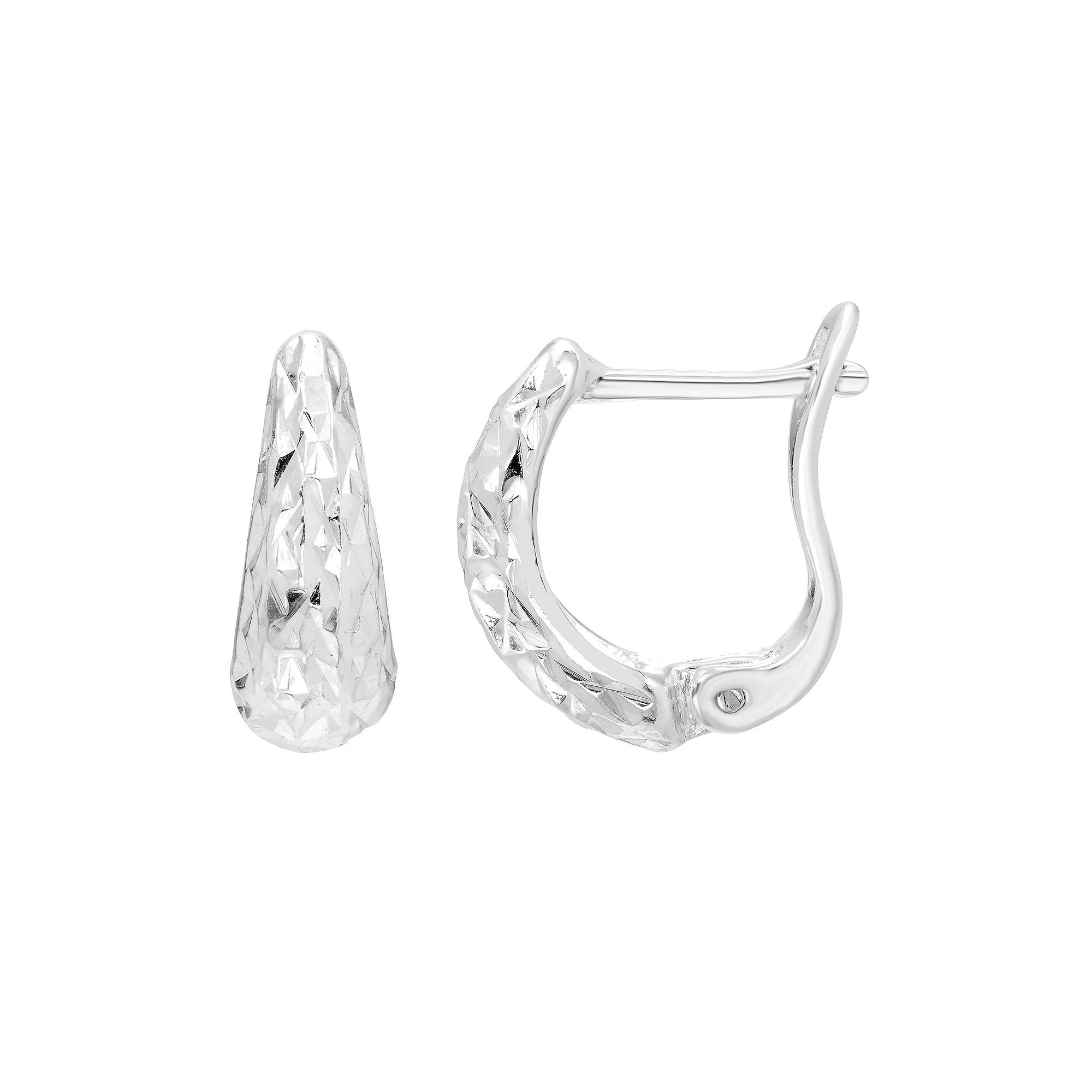 A&M Sterling Silver Textured Huggie Hoop Earrings, Womens Product Image