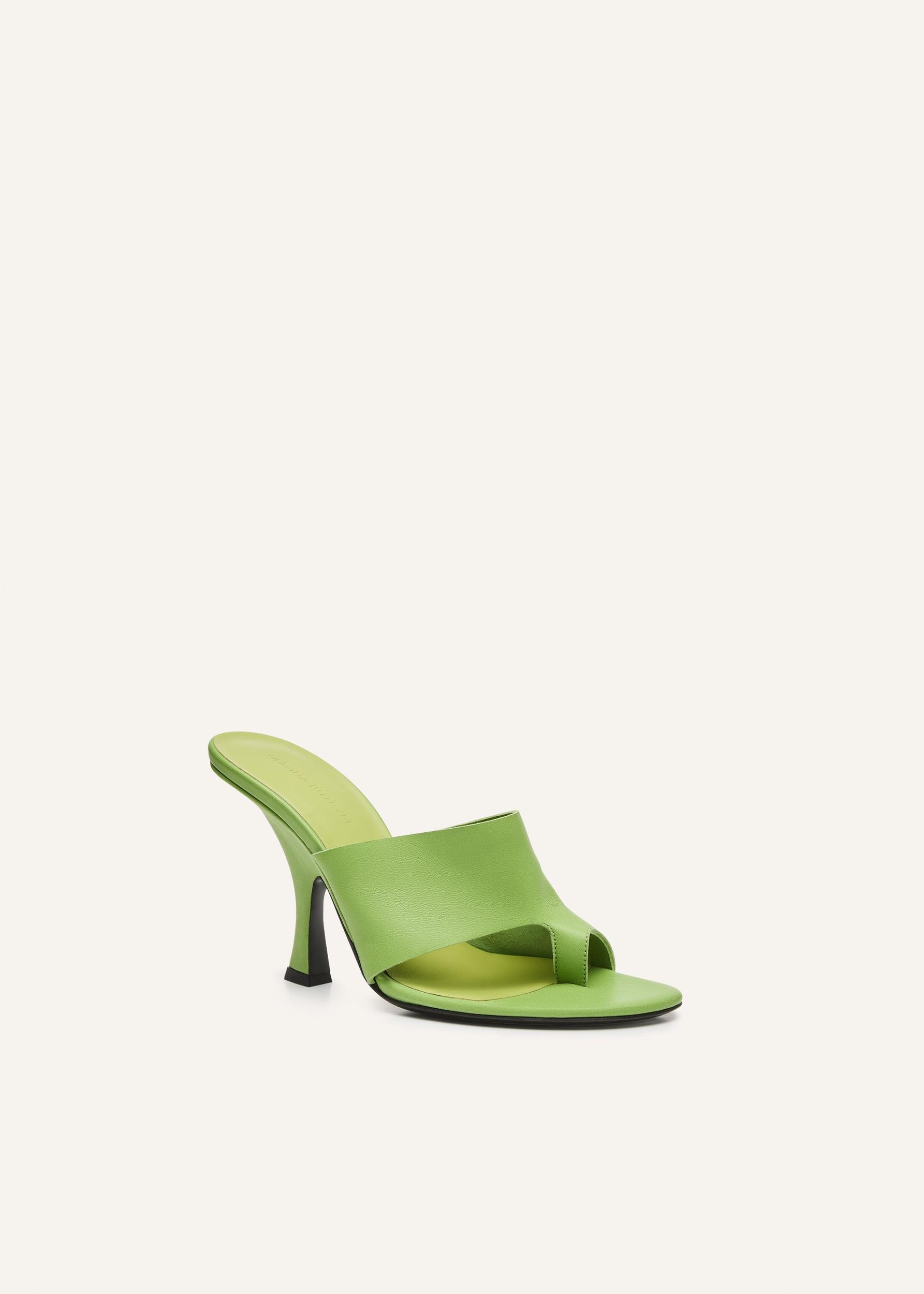 Flare heel thong sandals in light green Product Image