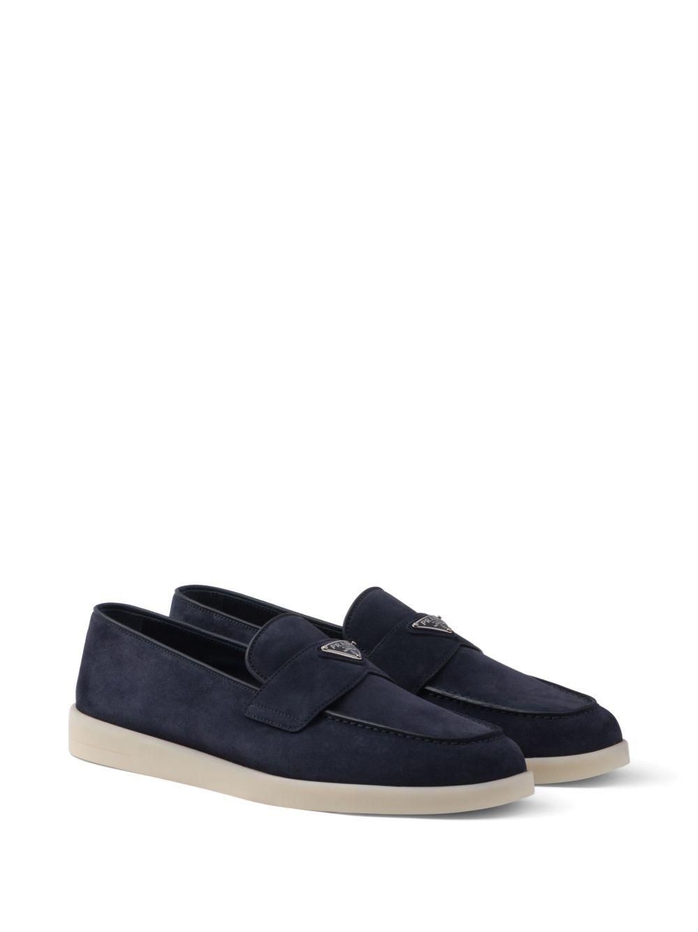 triangle-logo suede loafers Product Image
