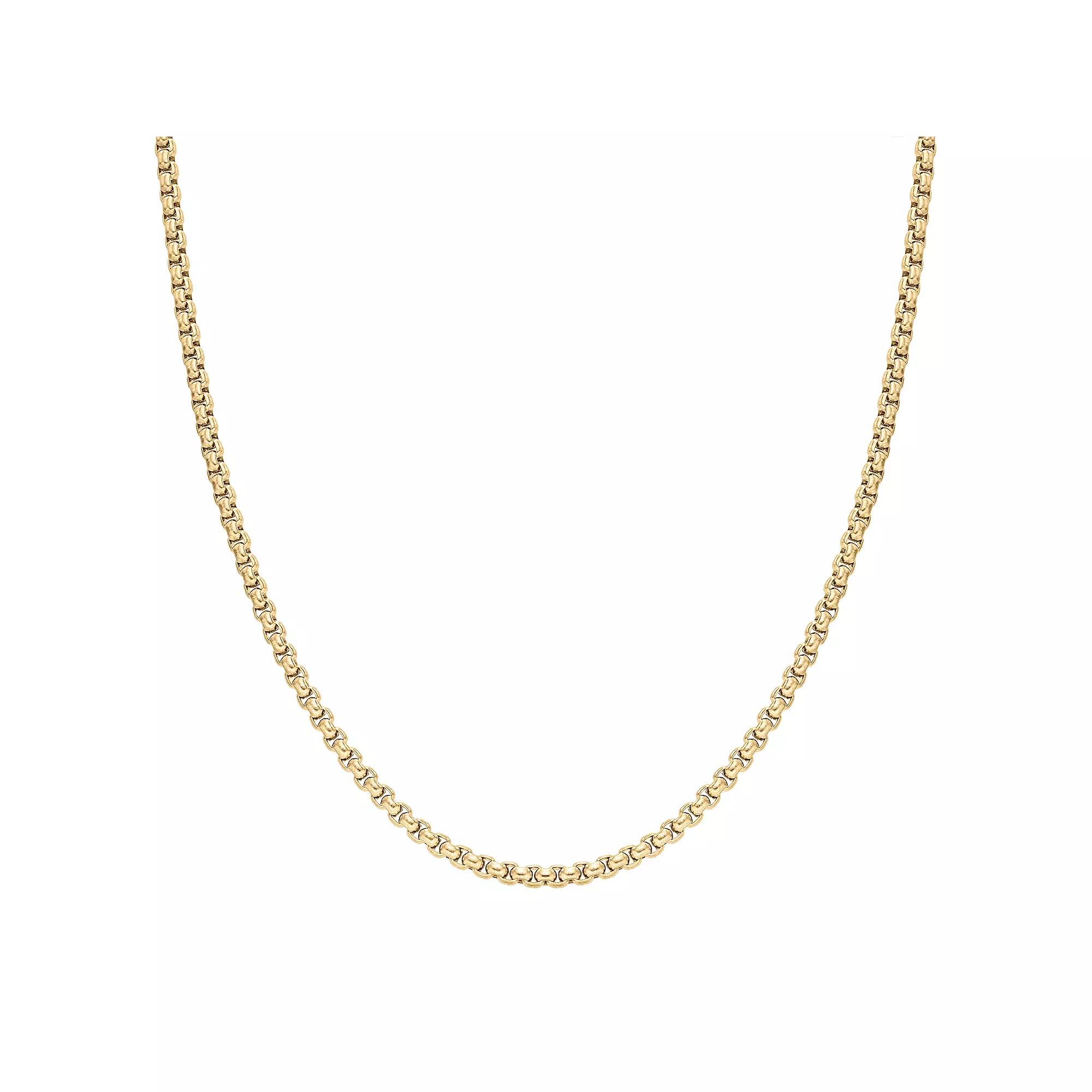 Mens LYNX Stainless Steel 3.5 mm Box Chain Necklace Gold Tone Product Image