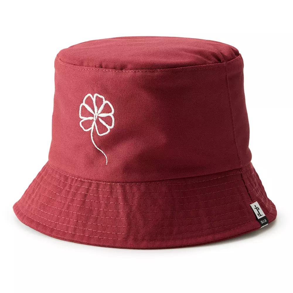Women's SIJJL Flower Embroidered Maroon Bucket Hat Product Image