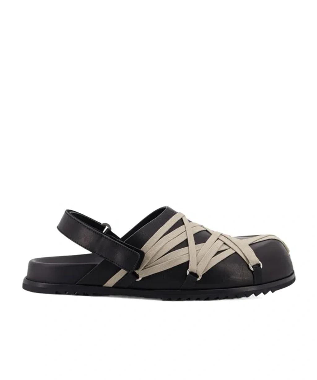RICK OWENS Leather Loafers With Crisscross Detail In Black Product Image