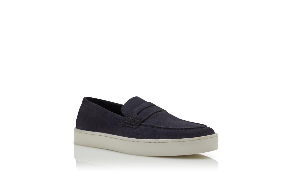 ELLIS Navy Blue Suede Slip-On Loafers Product Image