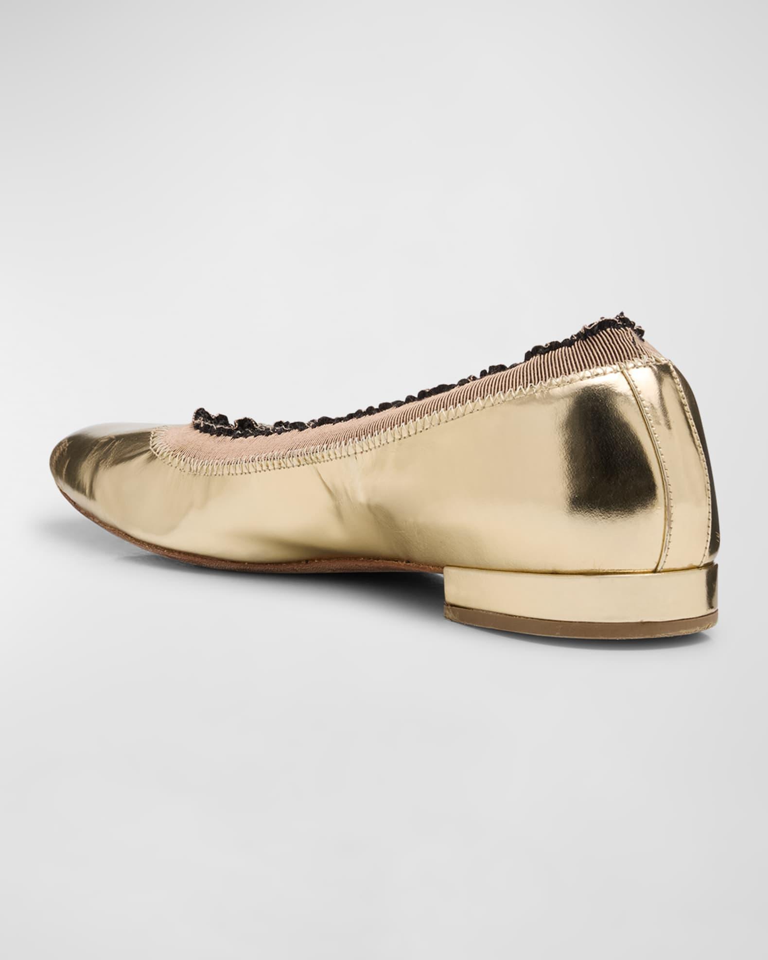 Elise Metallic Ruffle Ballerina Flats Product Image
