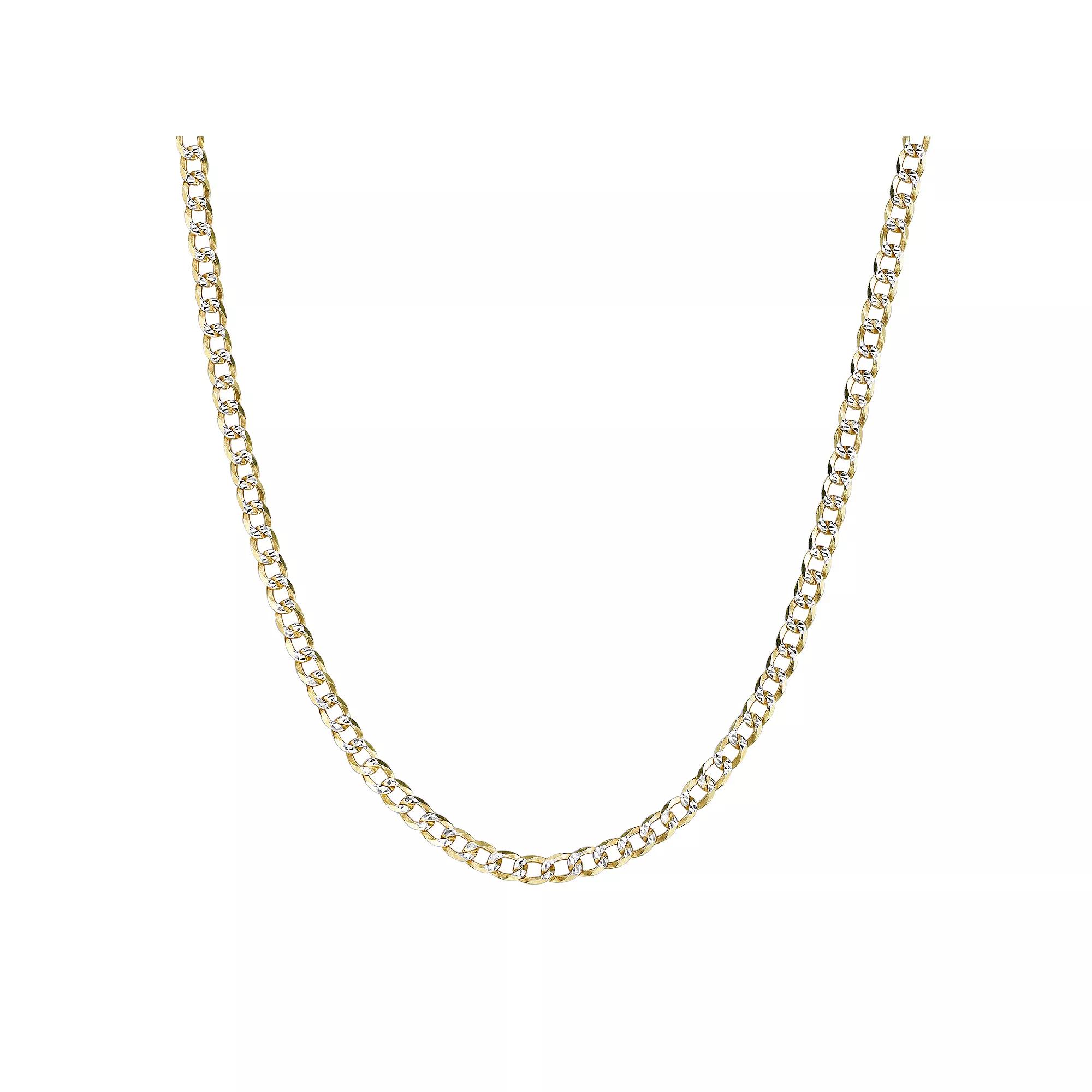 Men's LYNX 14k Gold Over Silver 4.3mm Pave Cuban Chain Necklace, Size: 22", Gold Tone Product Image