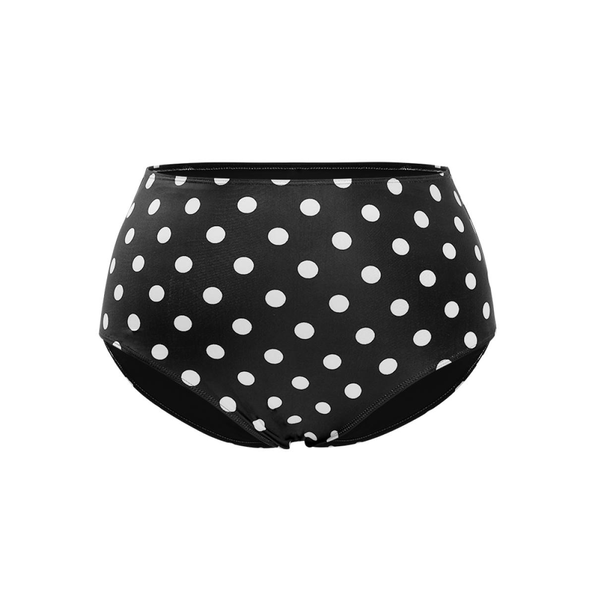 Plus Size Polka Dot Twist Front Adjustable Straps Swim Dress Women's Swimwear BlackFlower Vacation Bodycon Deep V-neck High stretch Curve Swim Dresses BloomChic 22-24/3X Product Image