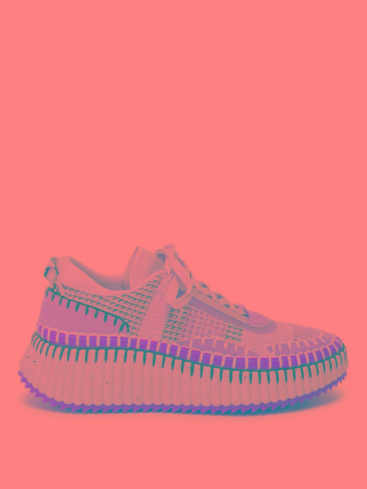 CHLOÉ Nama Embroidered Suede And Recycled-mesh Sneakers In Biscotti Beige Product Image