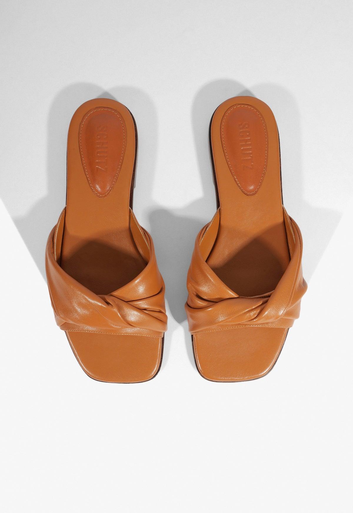 Lori Brown Leather Flat Sandal Product Image