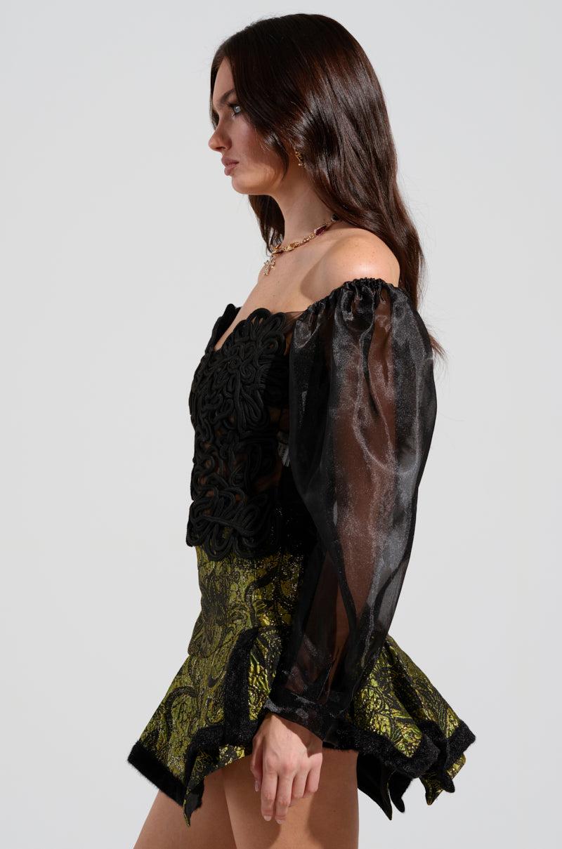 SPIRITED AWAY LONG SLEEVE BLOUSE IN BLACK Product Image