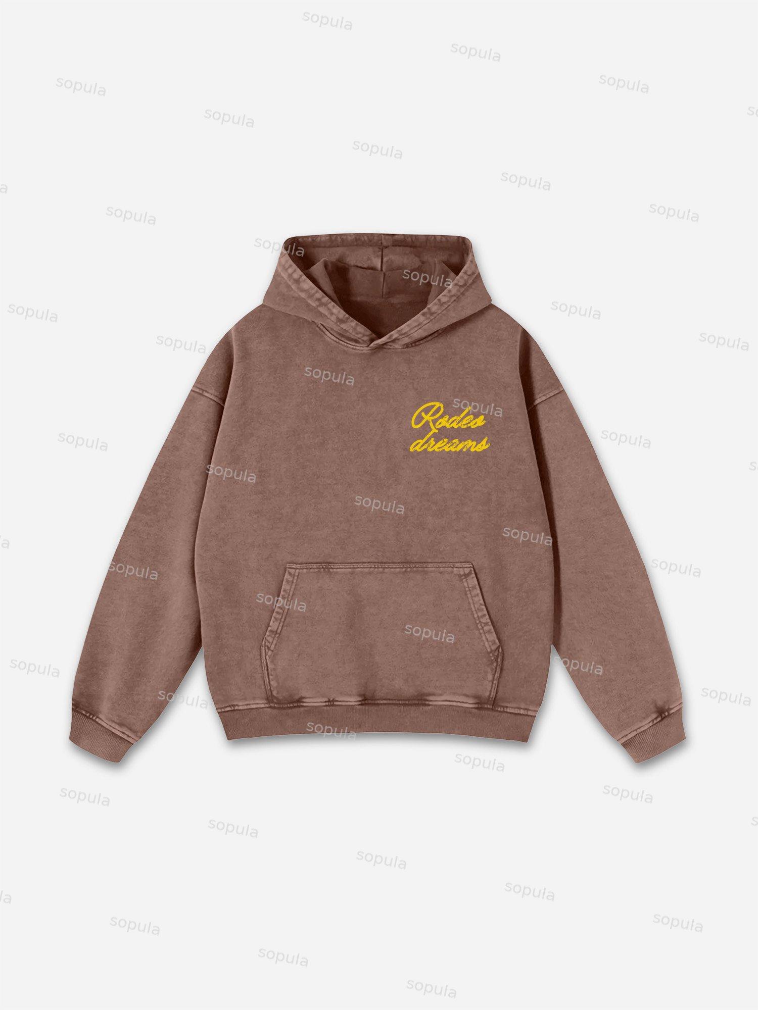 Vintage Dream of Cowboy Graphic Washed Hoodie Product Image