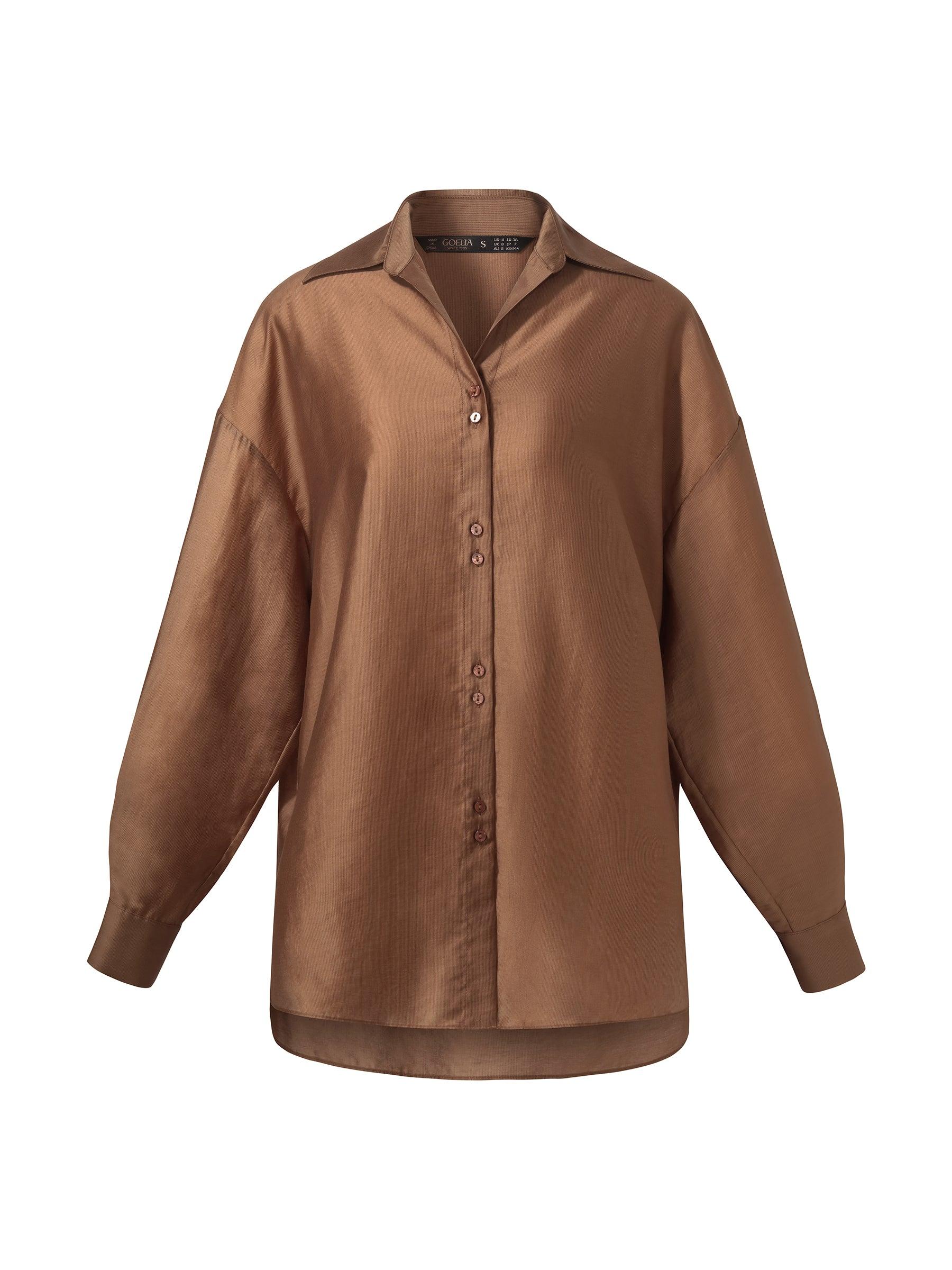 Tencel Blend Shirt And Knit Camisole Two-Piece Set Product Image