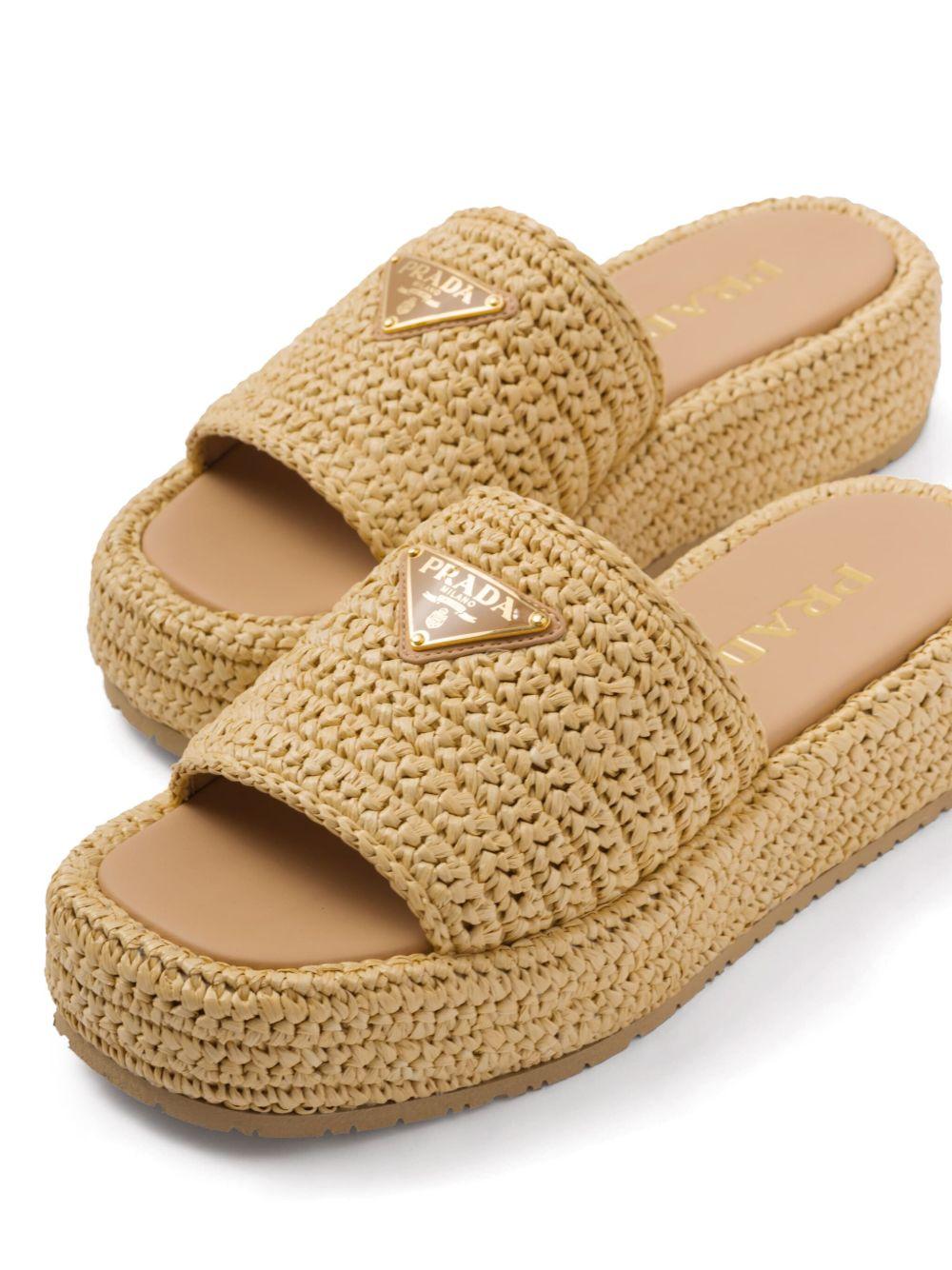 logo-plaque woven-raffia sandals Product Image