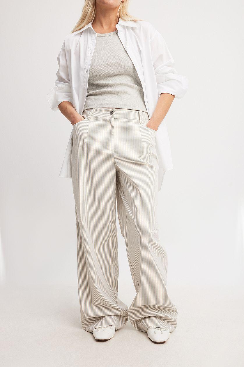 Heavy Mid Waist Stirped Pants Product Image