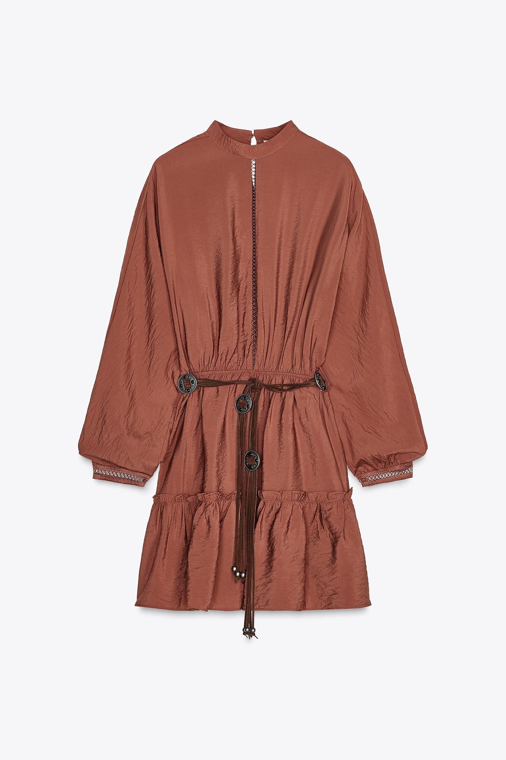 BELTED LACE INSERT MINI DRESS Product Image