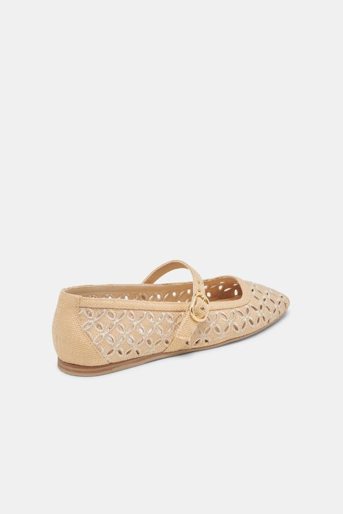 Rodni Eyelet Perf Ballet Flats - Lt Natural Woven Raffia Product Image