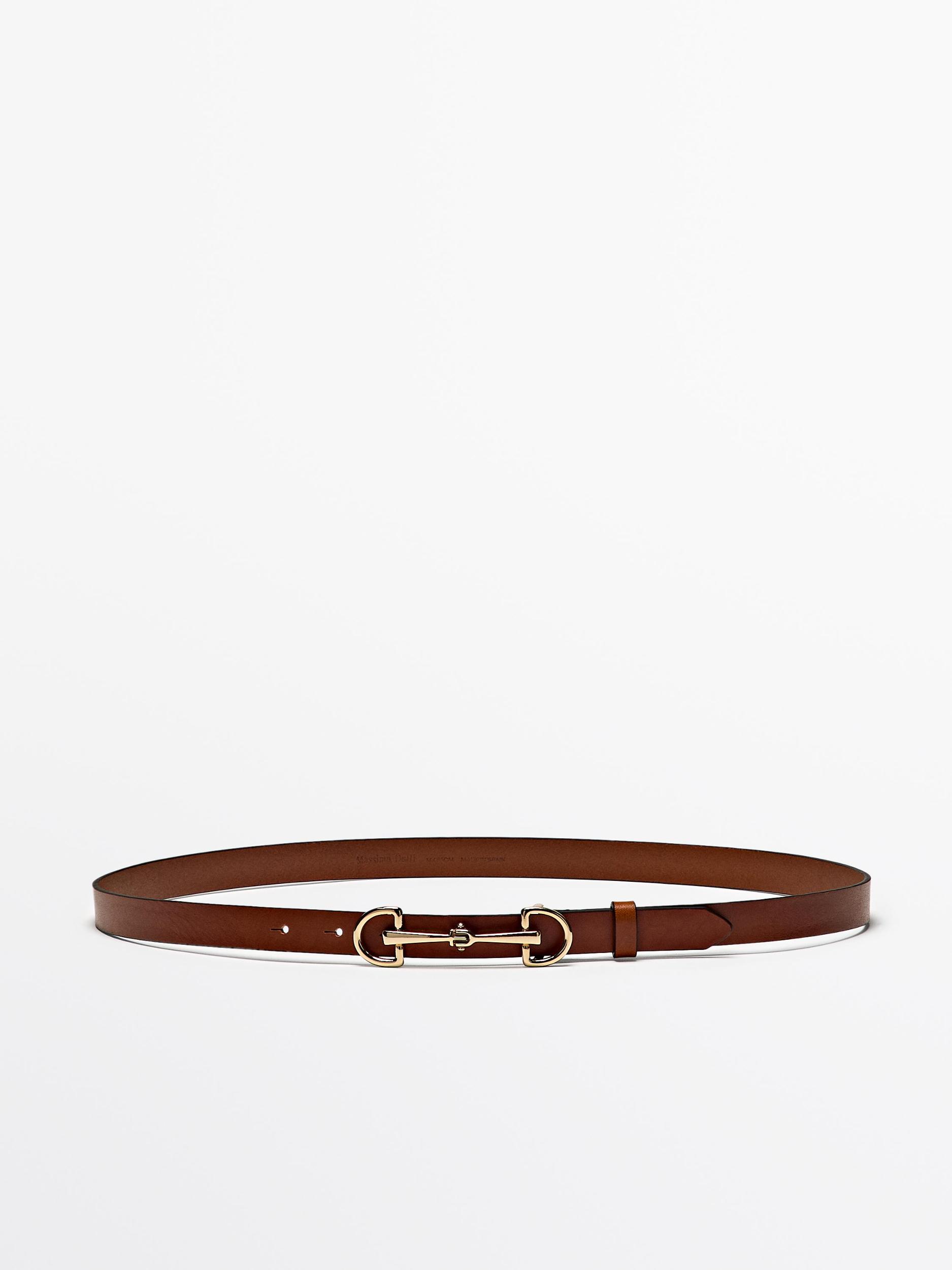 Nappa leather belt with equestrian buckle Product Image