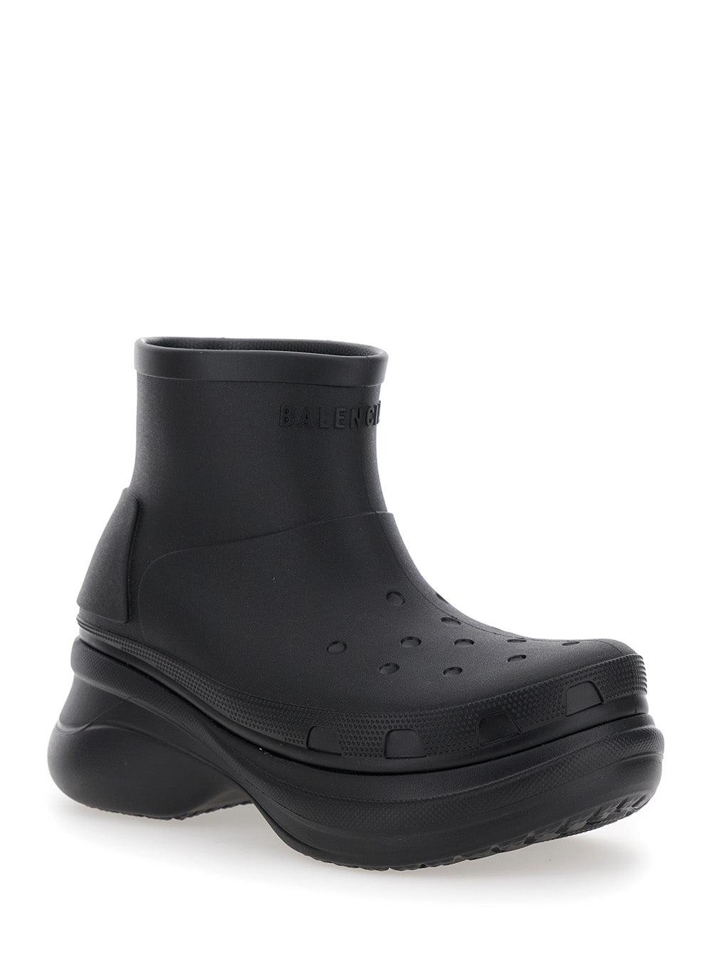 BALENCIAGA Black Crocs Edition Rubber Boots In 1000 Product Image