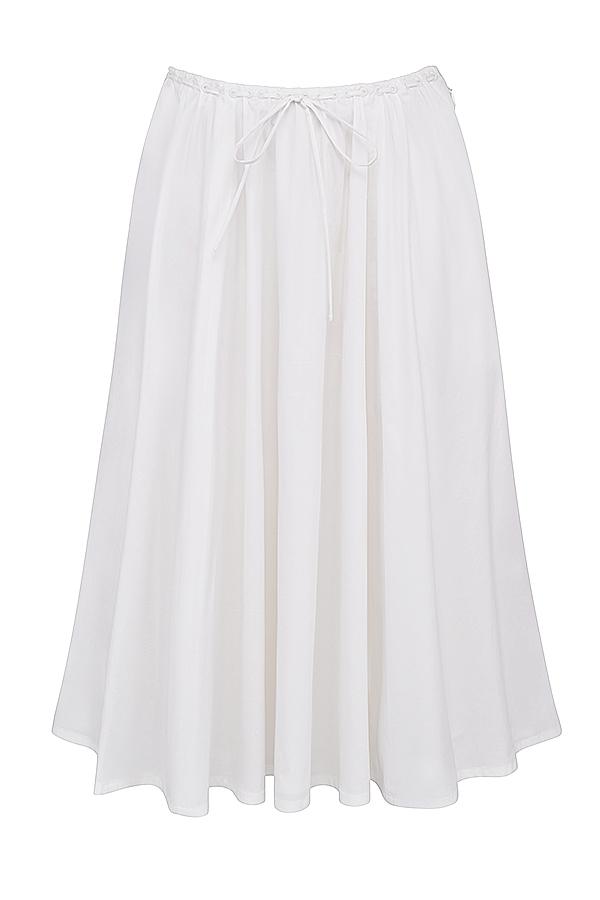 Cora  white gathered midi skirt - sale Product Image