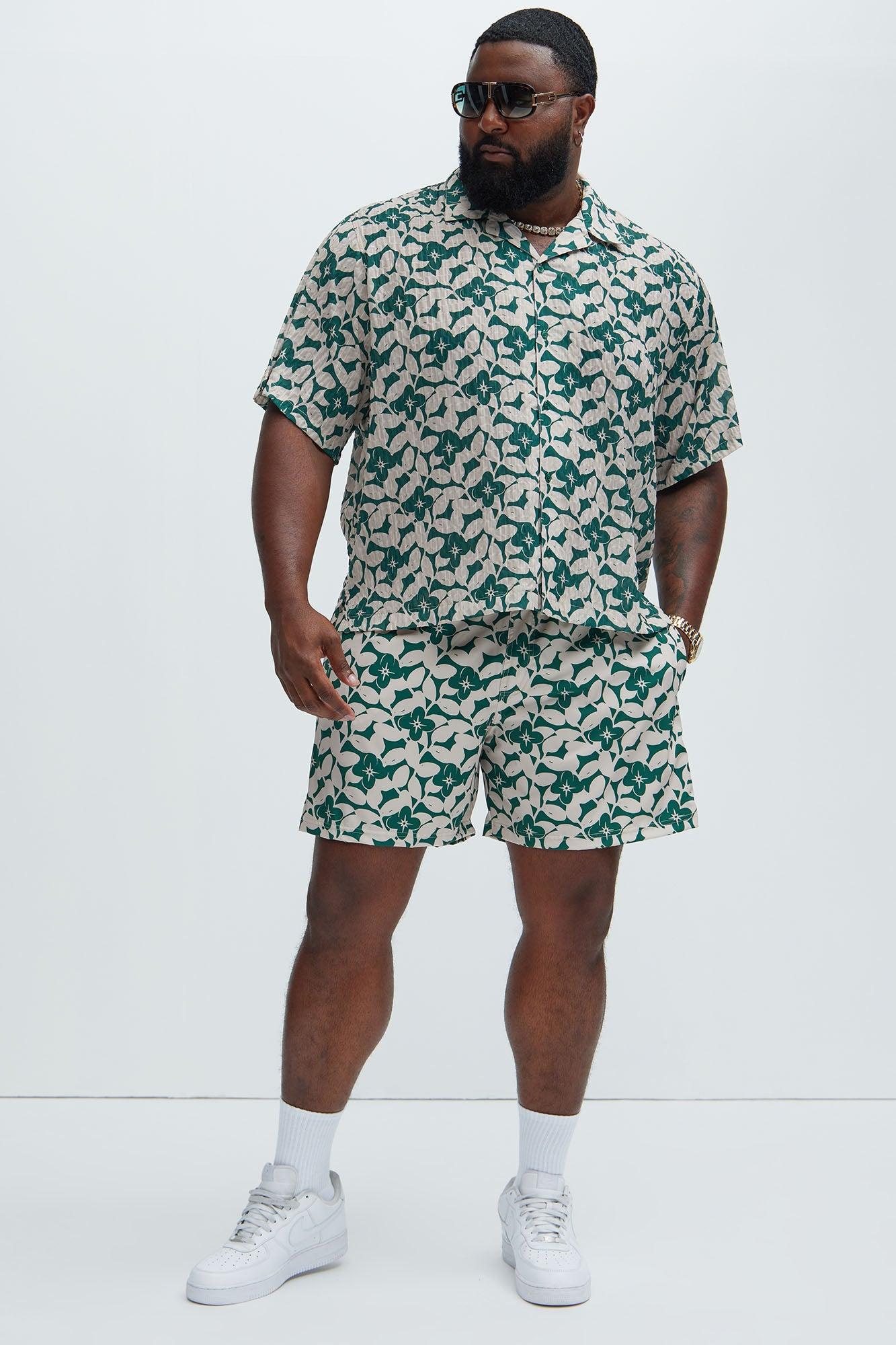 Bayou Floral Swim Mid Trunk - Green/combo Product Image