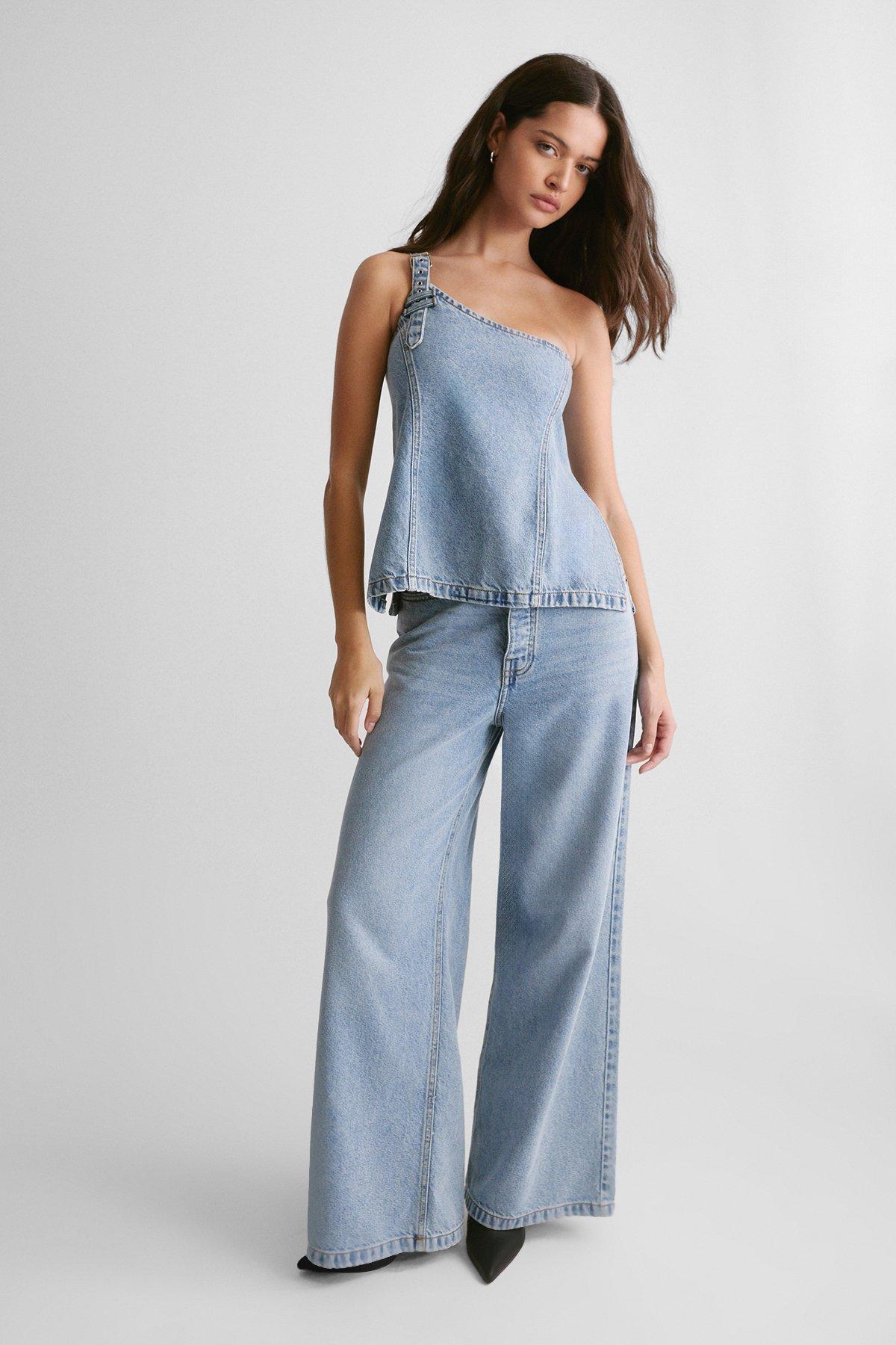 The Denim One Shoulder Top Product Image