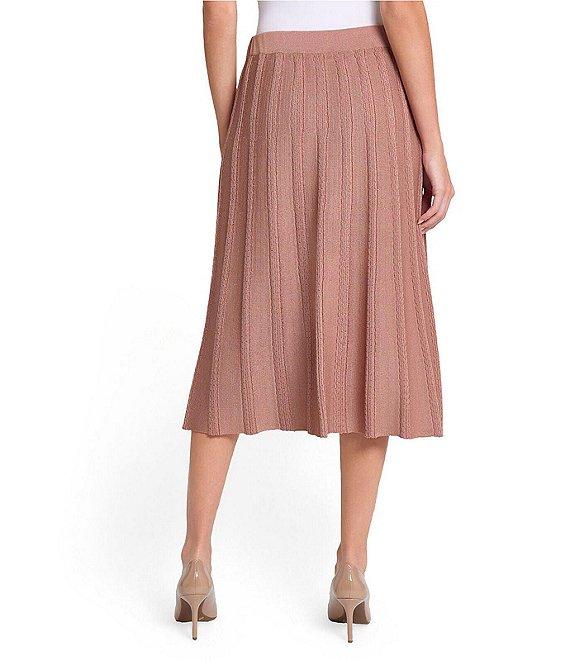 MISOOK Braided Texture Knit Pull-On Flare Midi Skirt Product Image