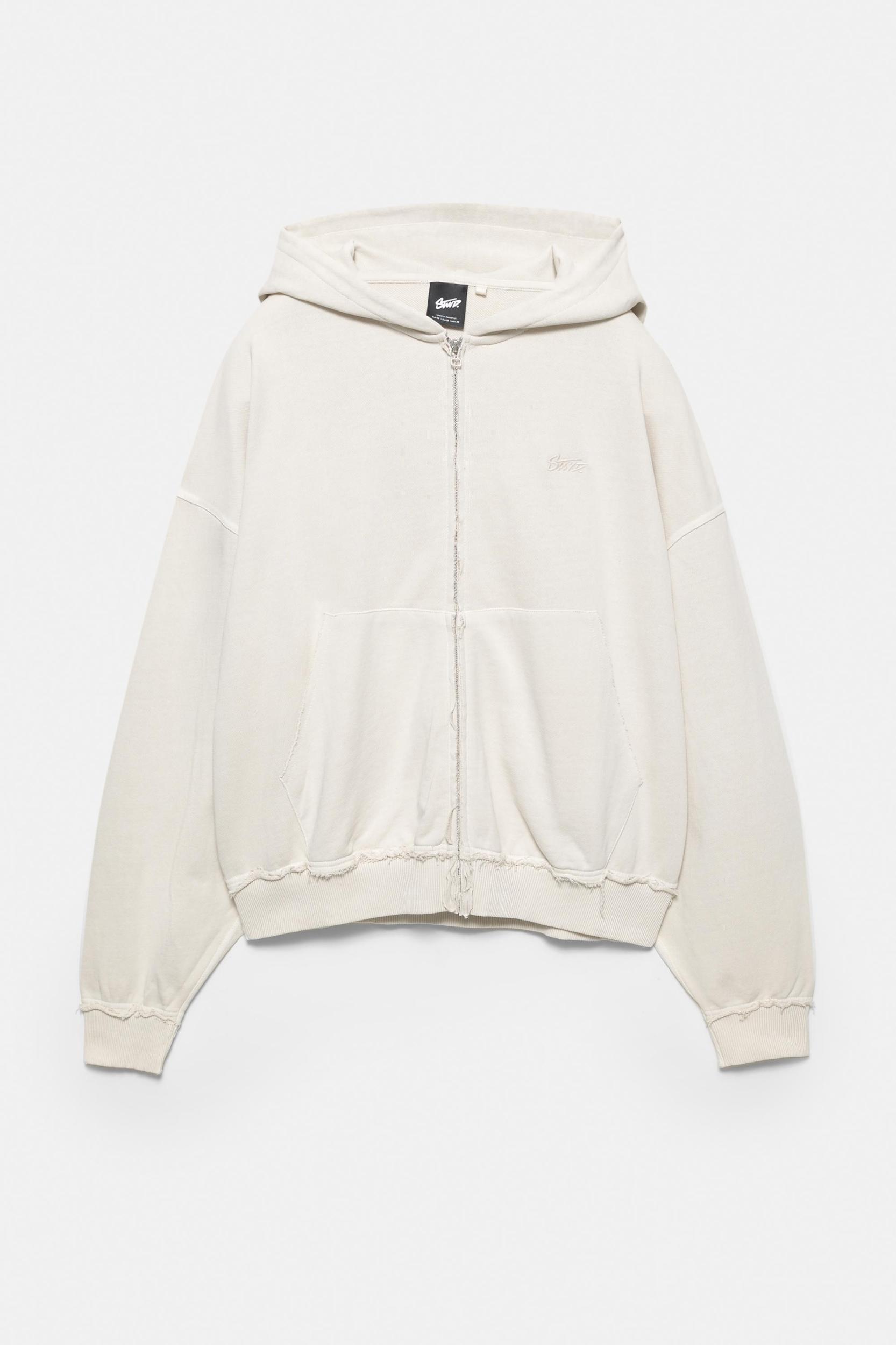 Frayed zip-up hoodie Product Image