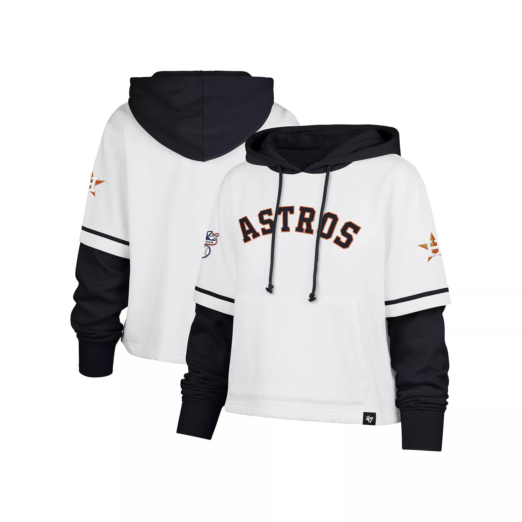 Women's '47 White Houston Astros Trifecta Shortstop Cropped Pullover Hoodie,  Product Image